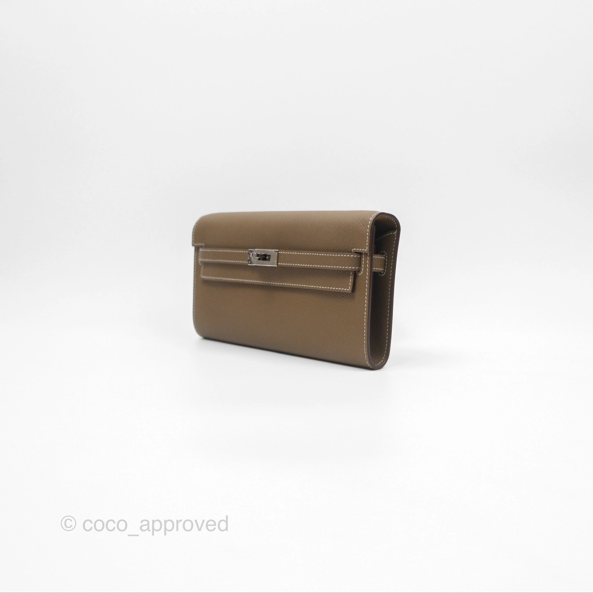 Herms Kelly To Go Wallet Etoupe 18 Epsom Palladium Hardware