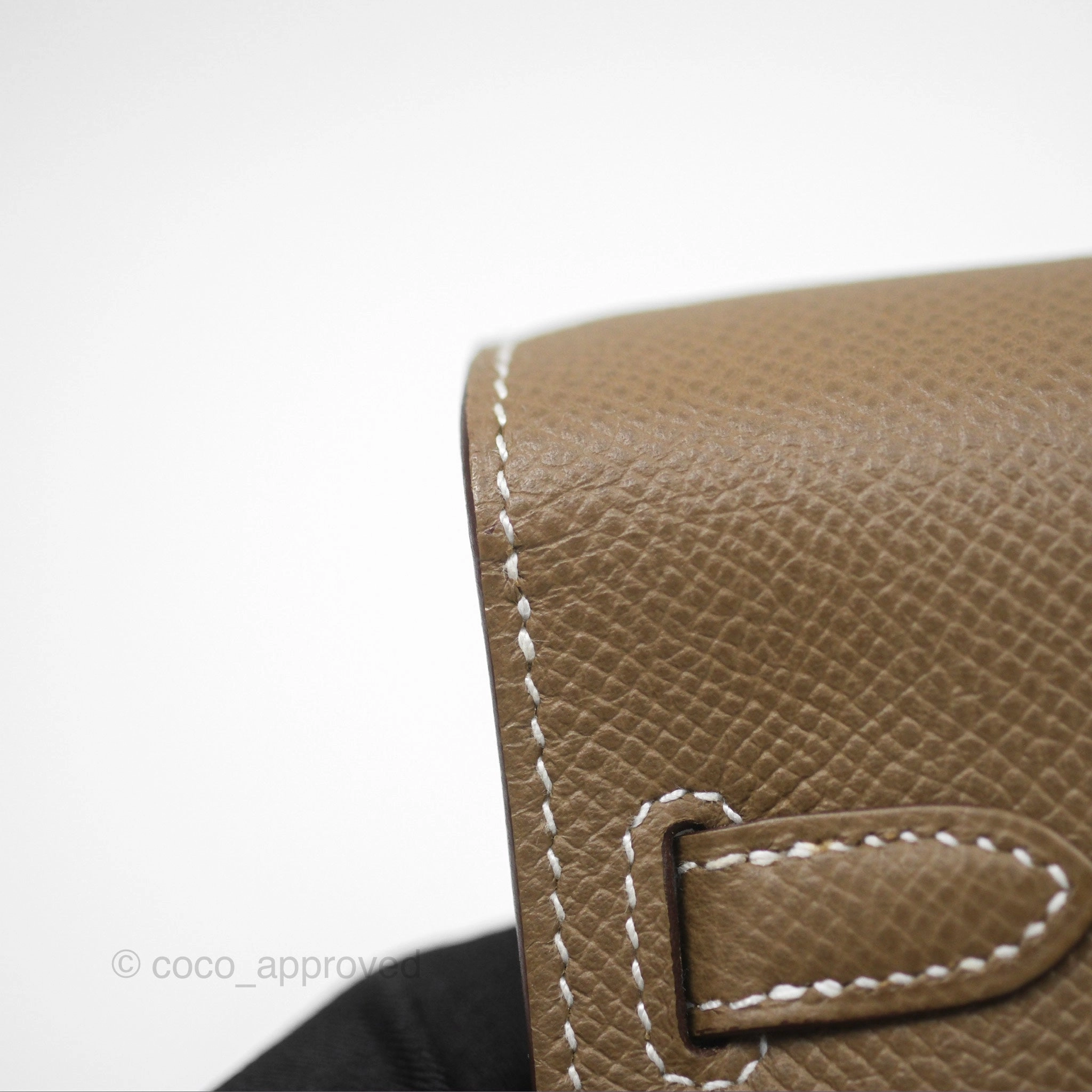 Herms Kelly To Go Wallet Etoupe 18 Epsom Palladium Hardware
