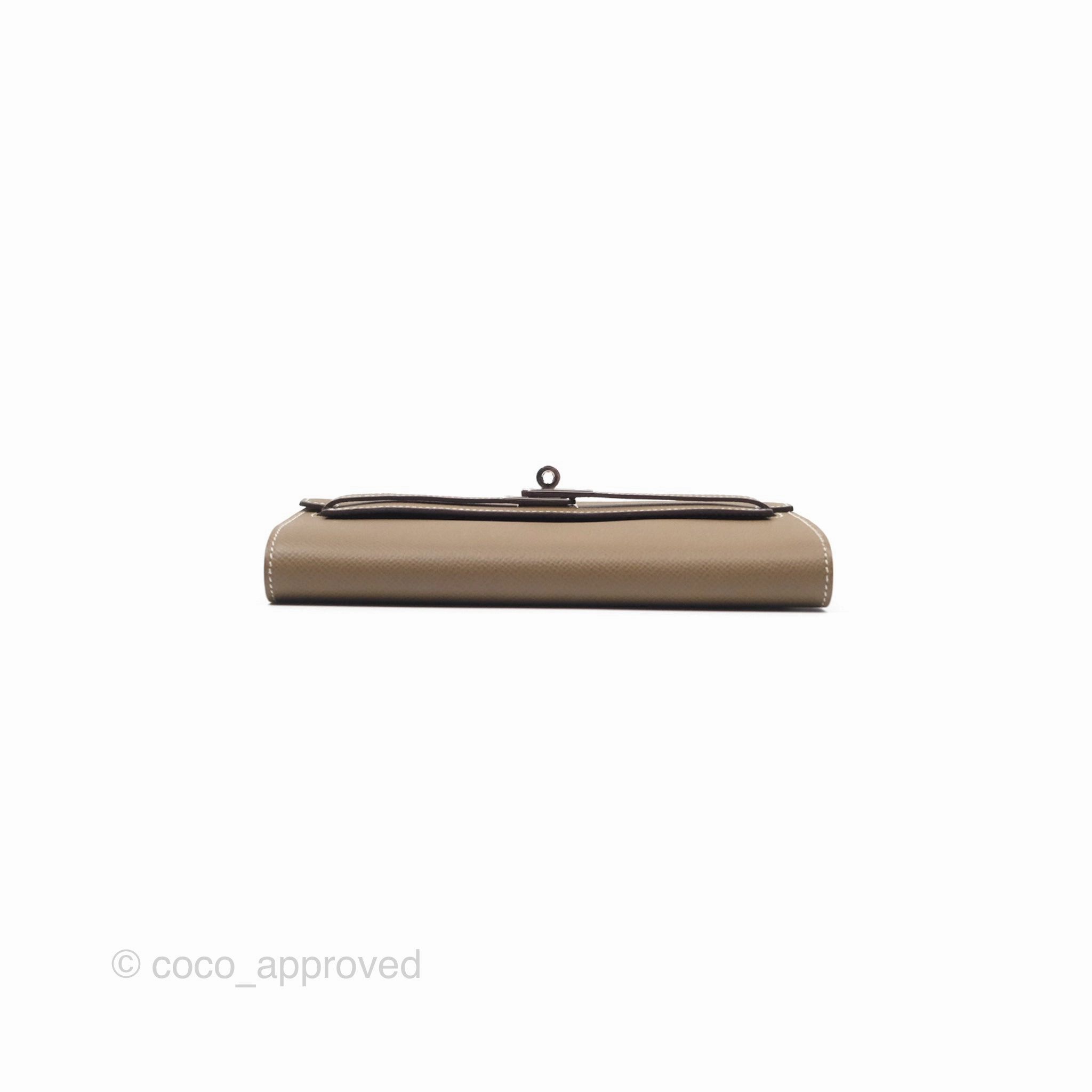 Herms Kelly To Go Wallet Etoupe 18 Epsom Palladium Hardware