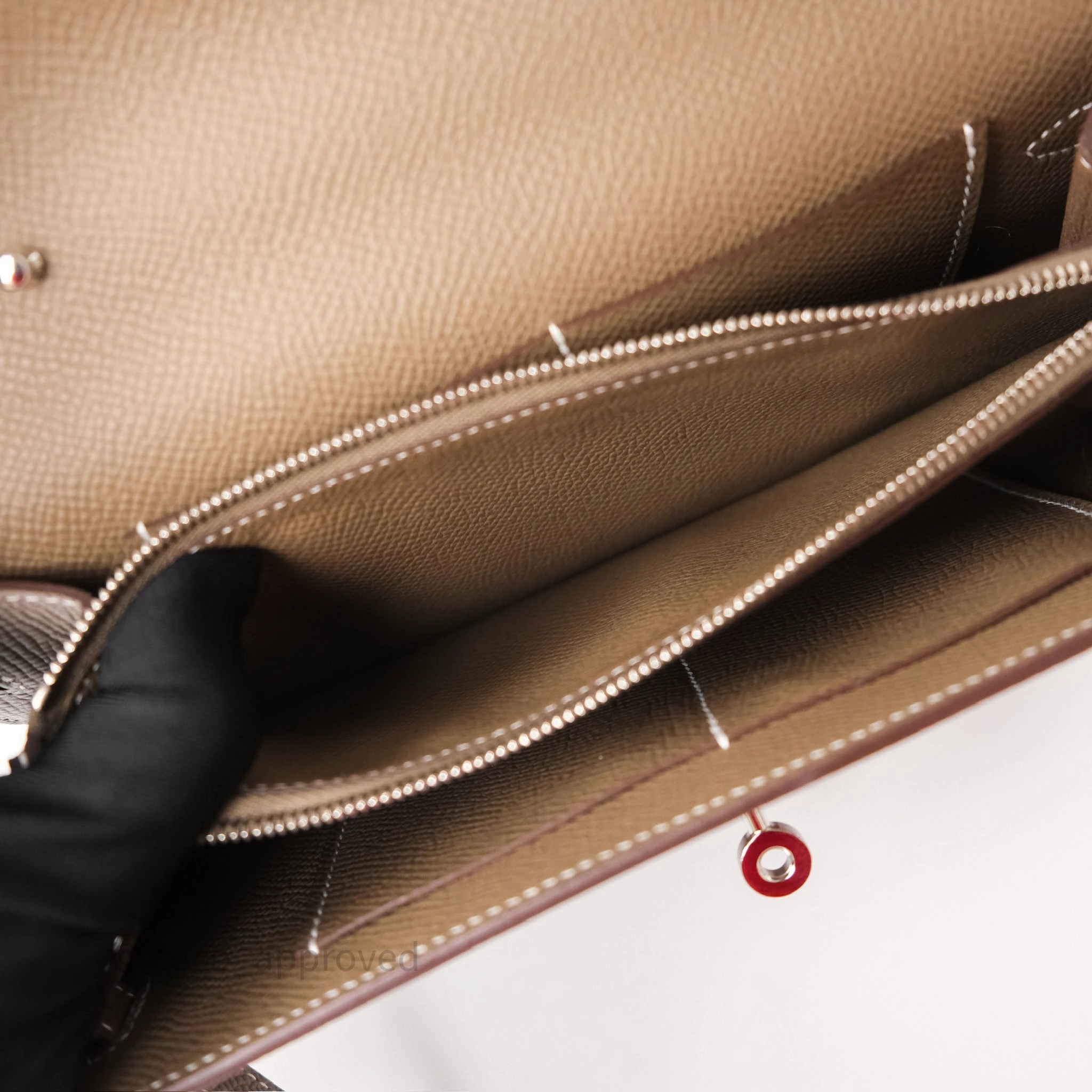 Herms Kelly To Go Wallet Etoupe 18 Epsom Palladium Hardware