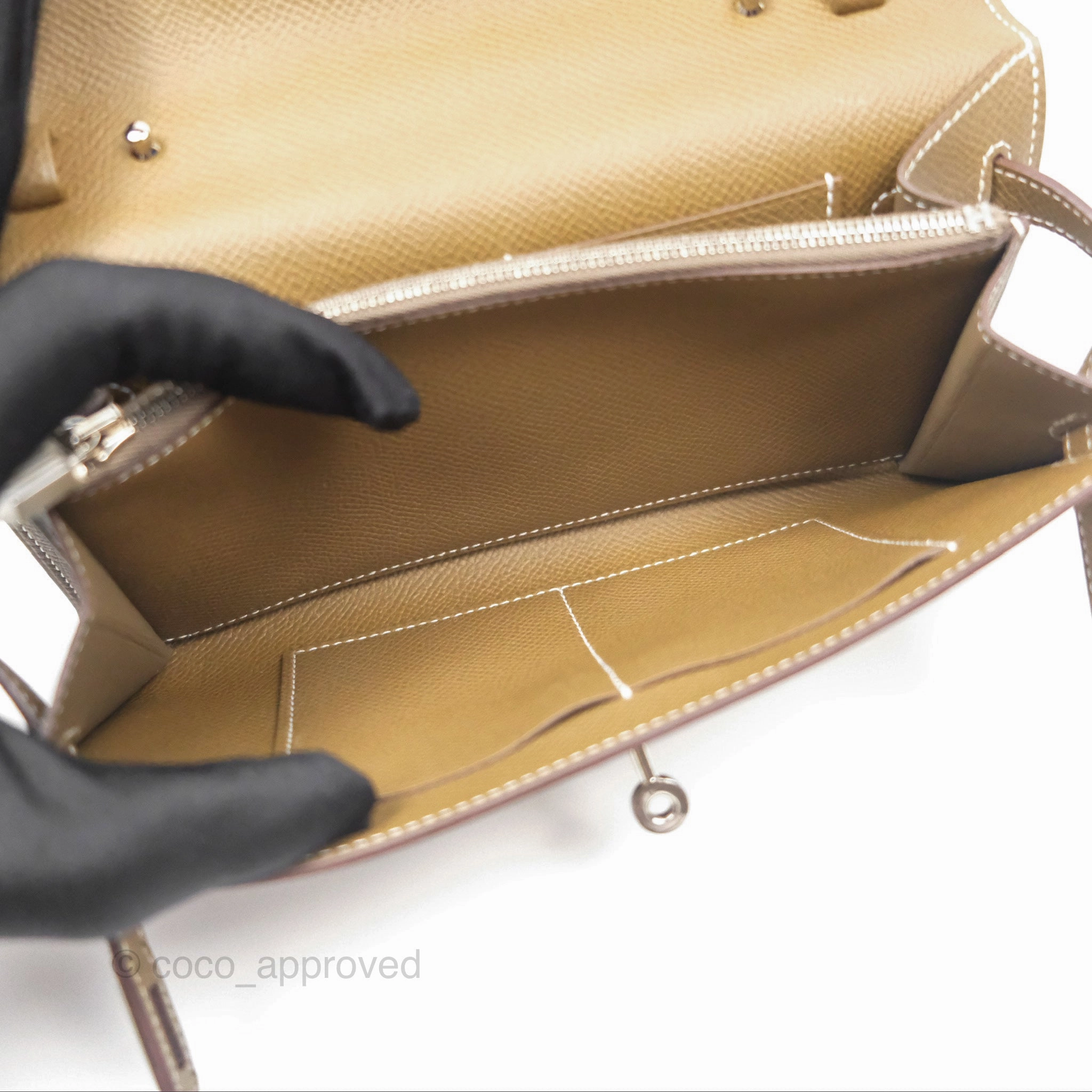 Herms Kelly To Go Wallet Etoupe 18 Epsom Palladium Hardware