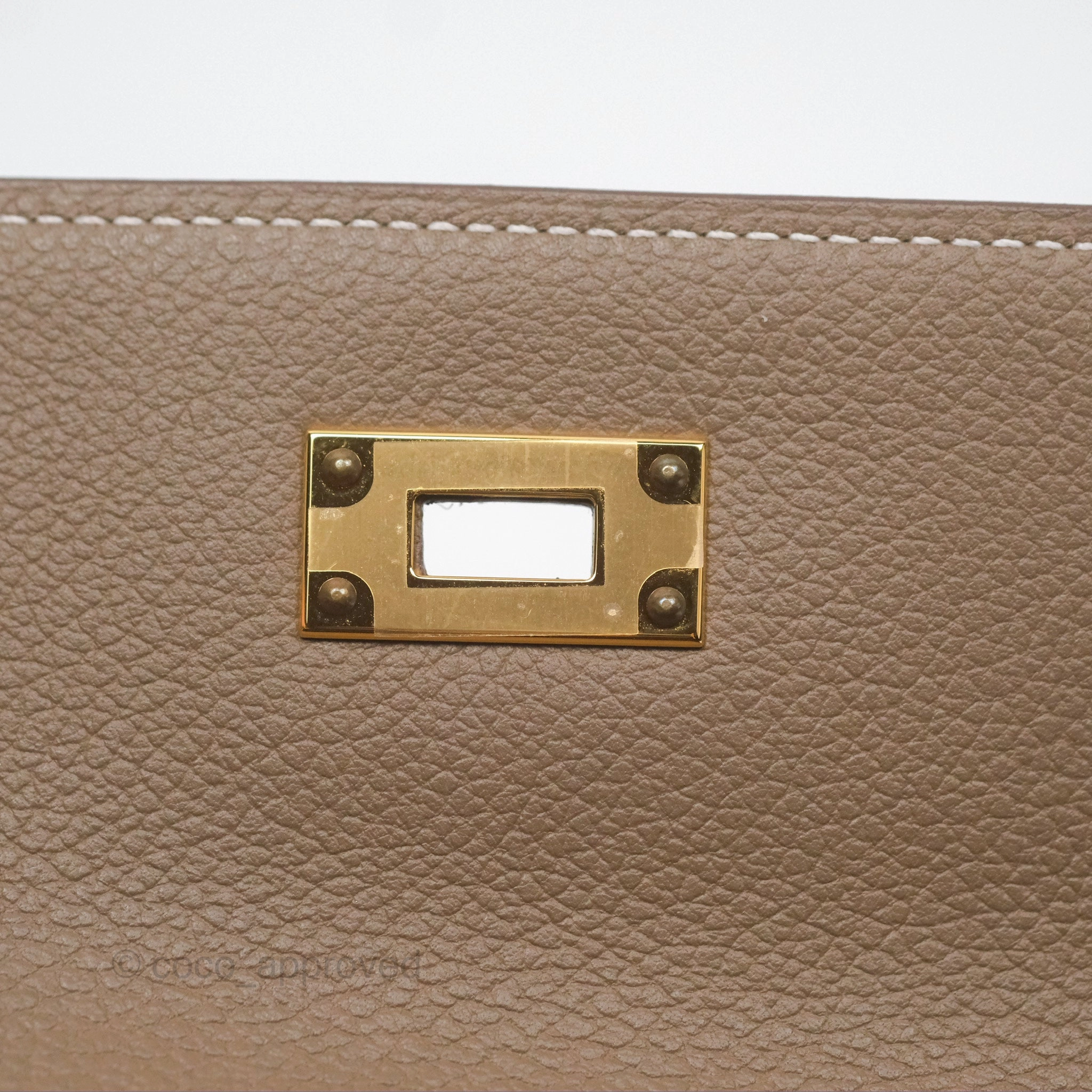 Herms Kelly To Go Wallet Etoupe Evercolor Gold Hardware
