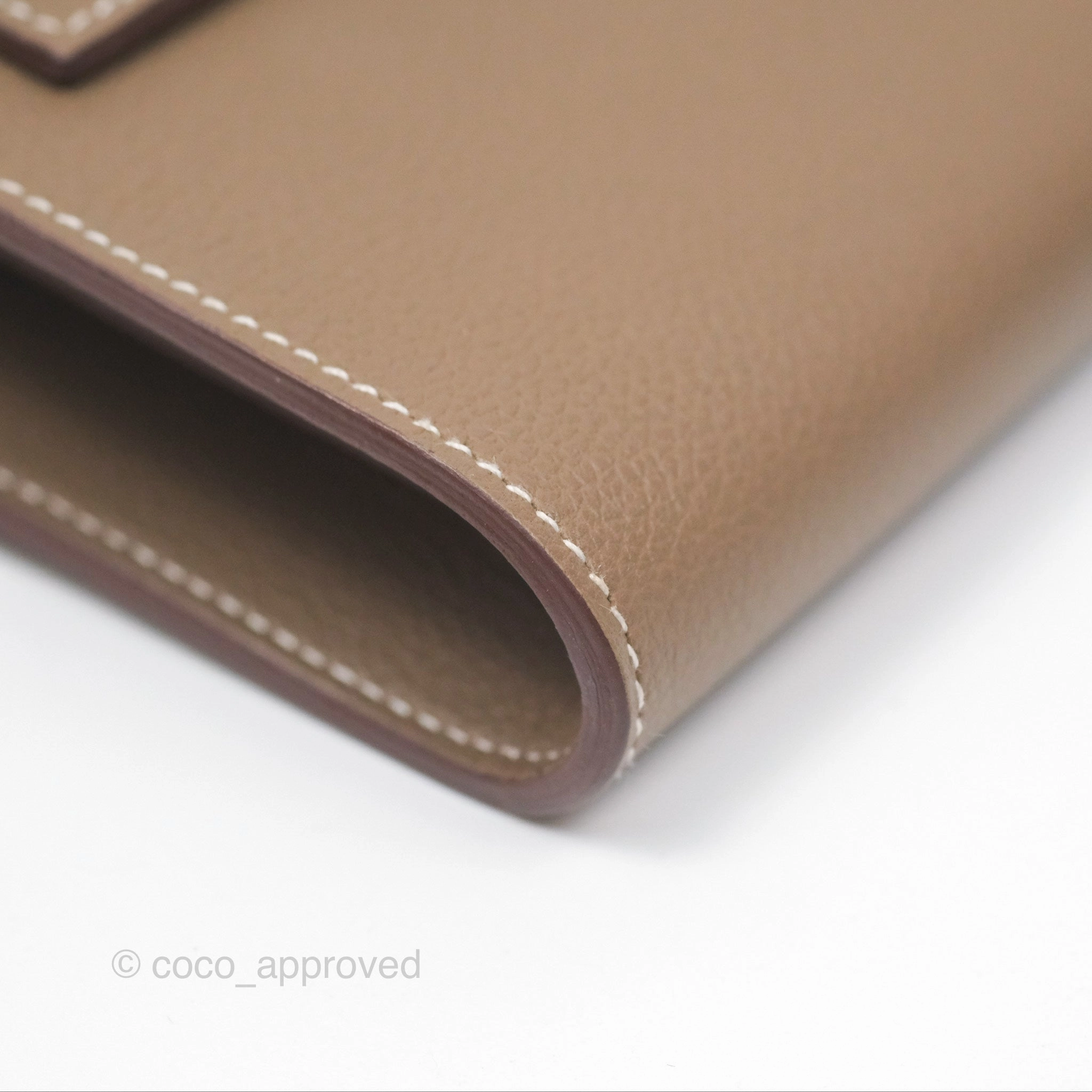 Herms Kelly To Go Wallet Etoupe Evercolor Gold Hardware