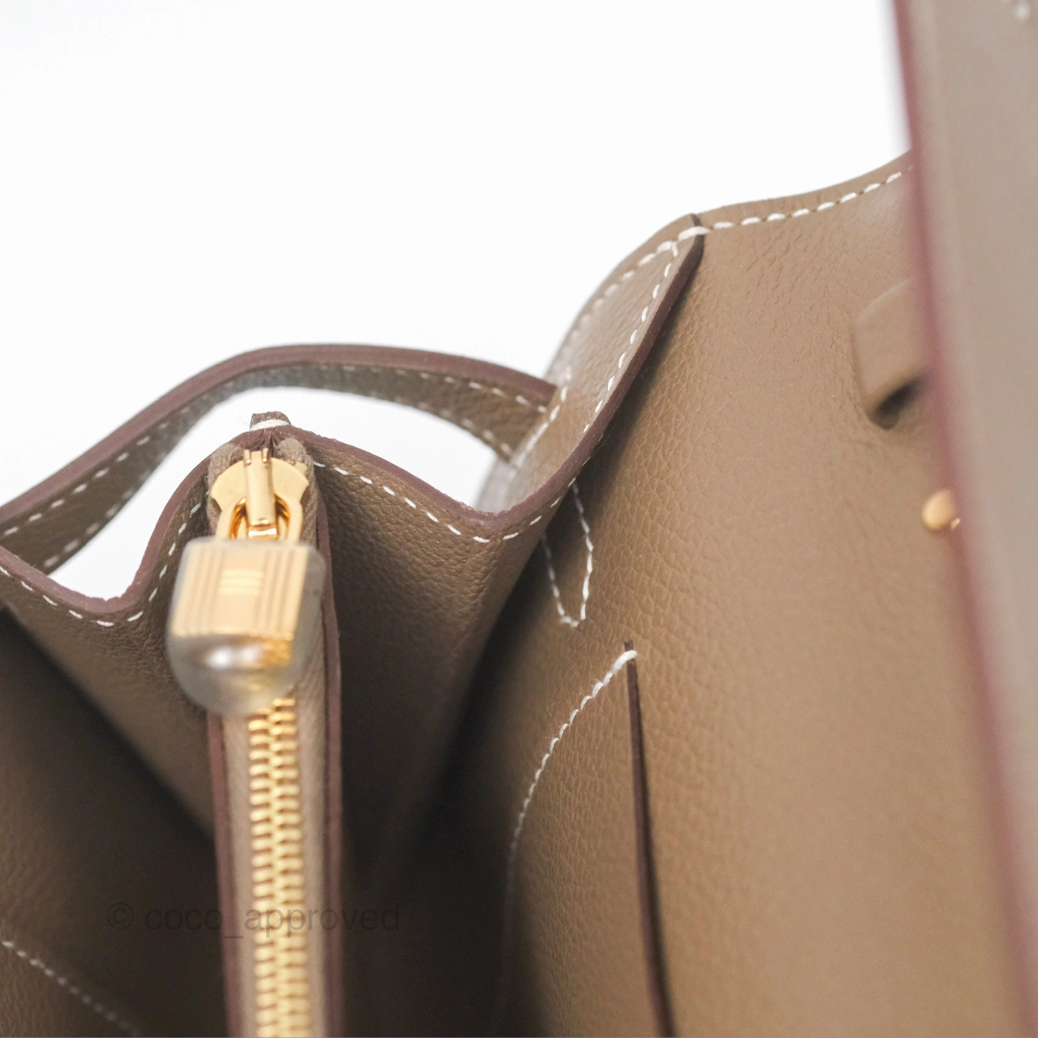 Herms Kelly To Go Wallet Etoupe Evercolor Gold Hardware