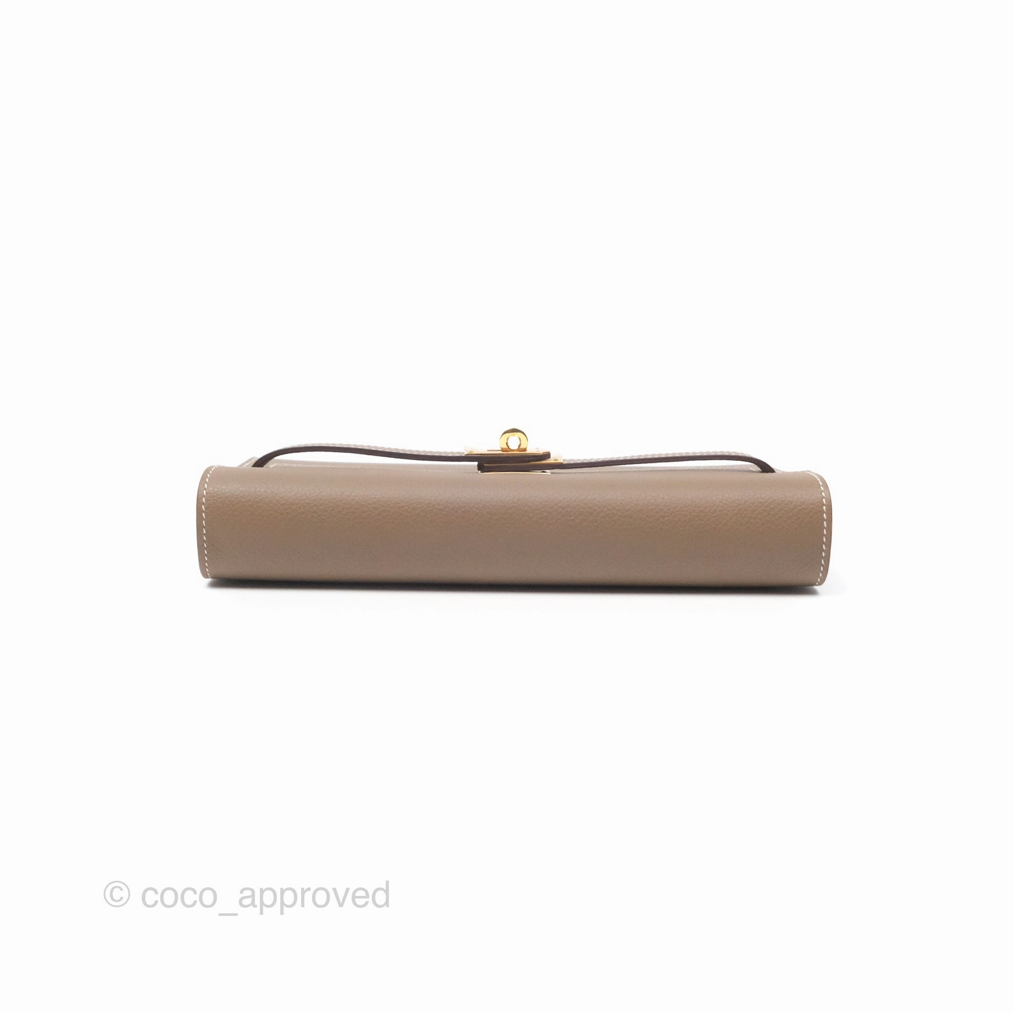 Herms Kelly To Go Wallet Etoupe Evercolor Gold Hardware