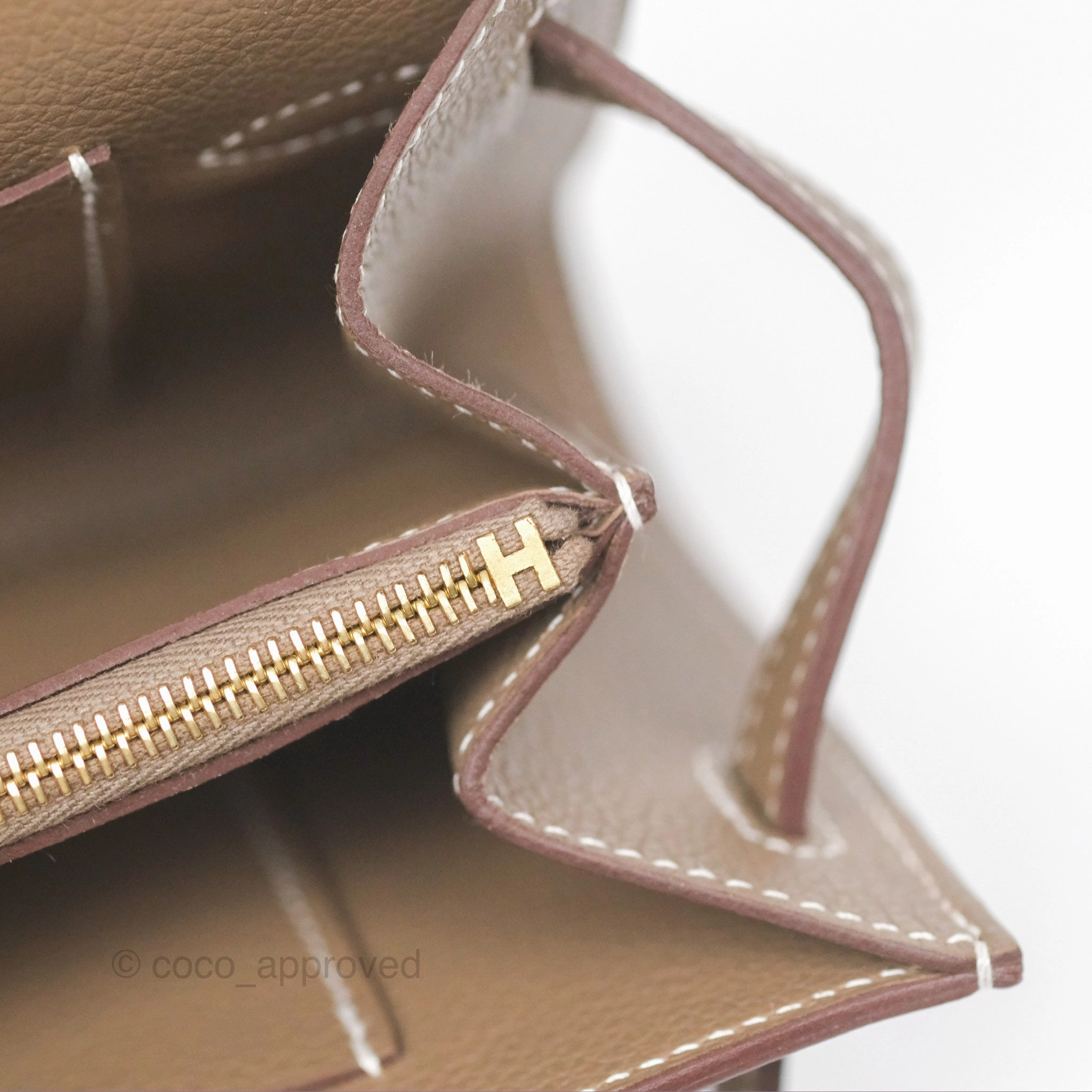 Herms Kelly To Go Wallet Etoupe Evercolor Gold Hardware