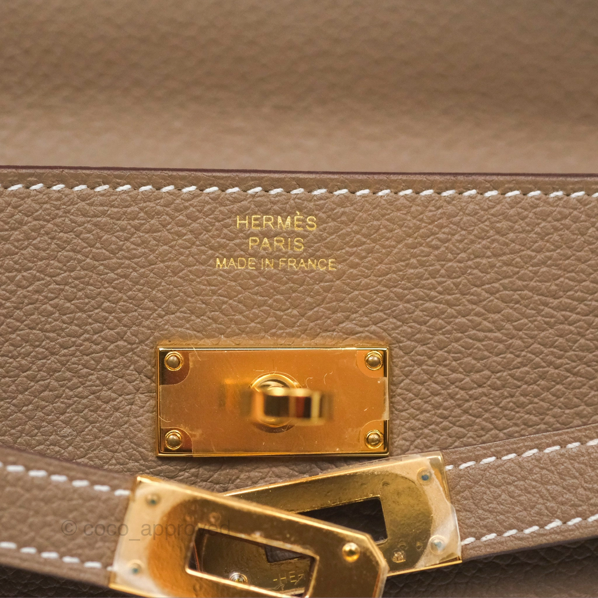 Herms Kelly To Go Wallet Etoupe Evercolor Gold Hardware