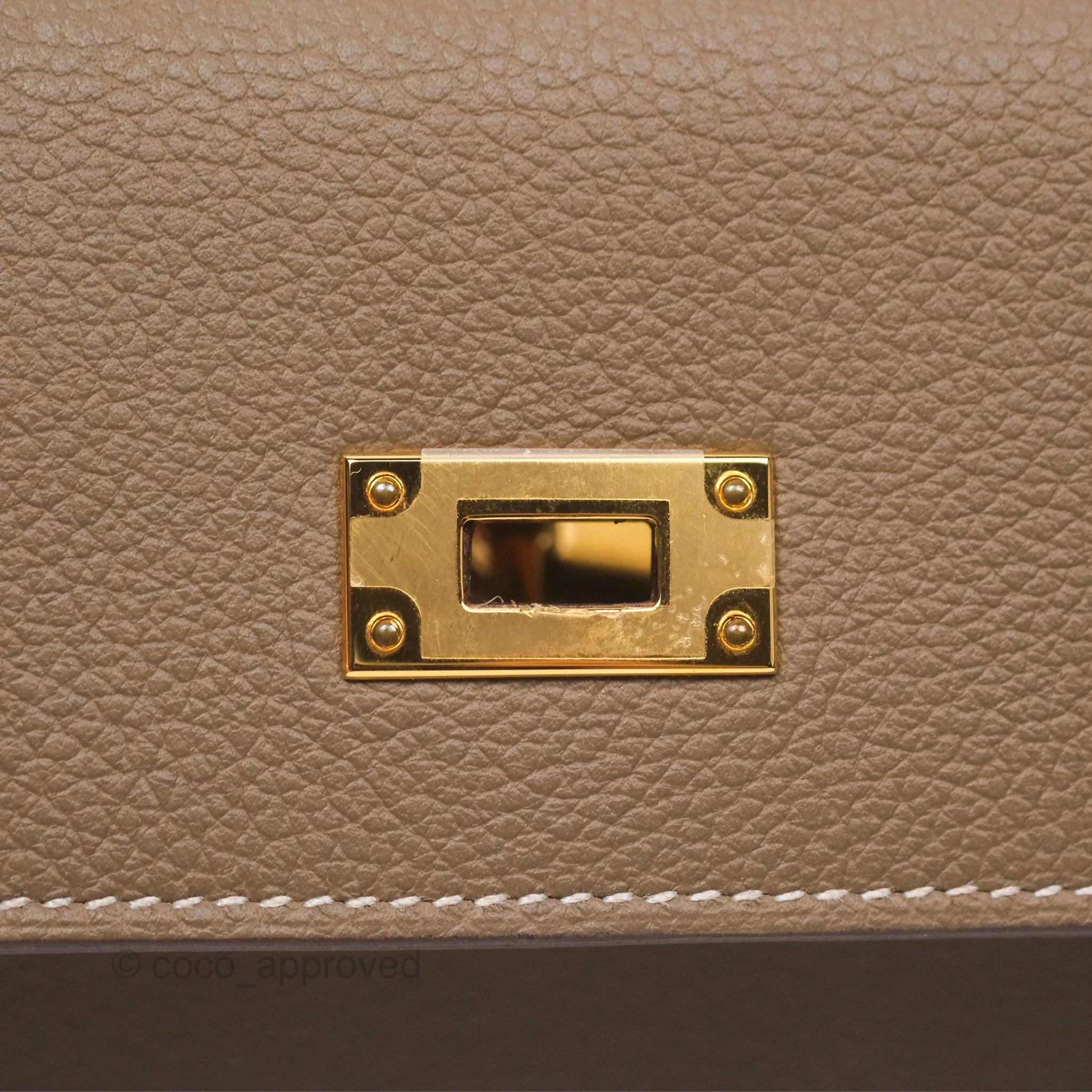 Herms Kelly To Go Wallet Etoupe Evercolor Gold Hardware