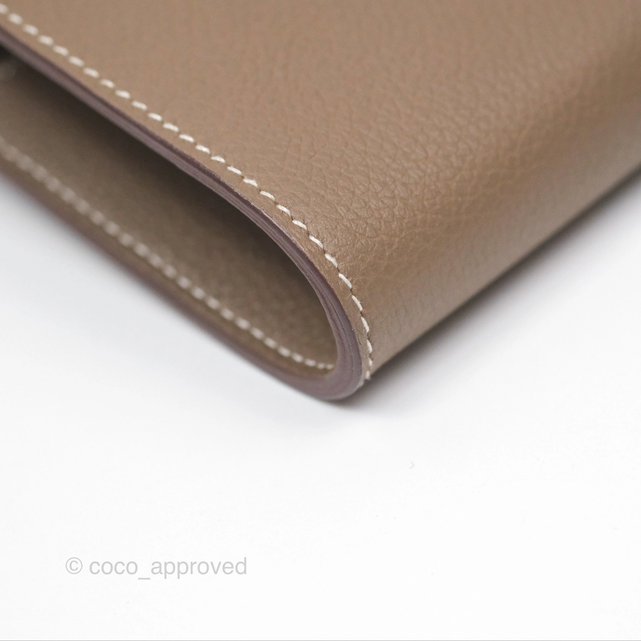 Herms Kelly To Go Wallet Etoupe Evercolor Gold Hardware