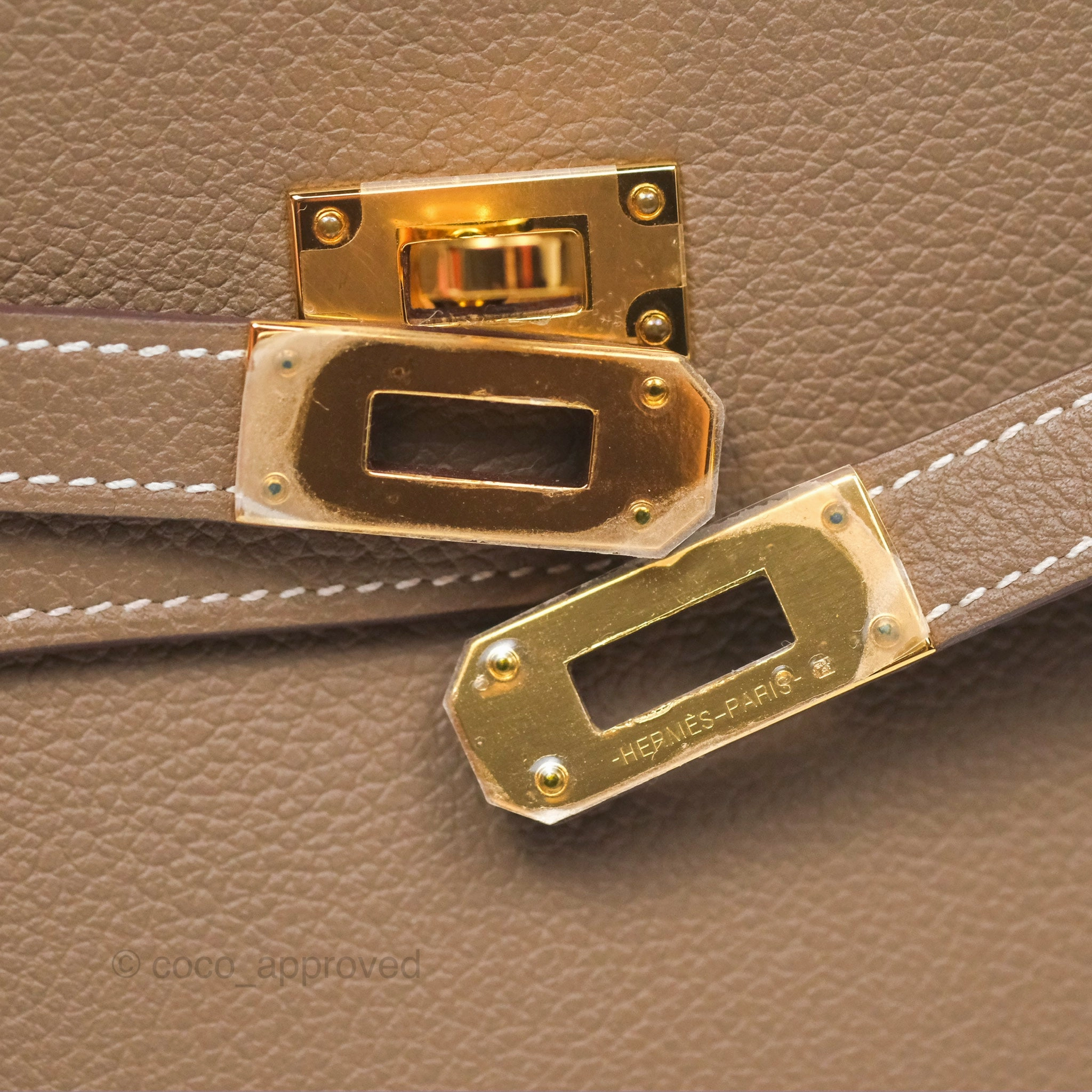 Herms Kelly To Go Wallet Etoupe Evercolor Gold Hardware