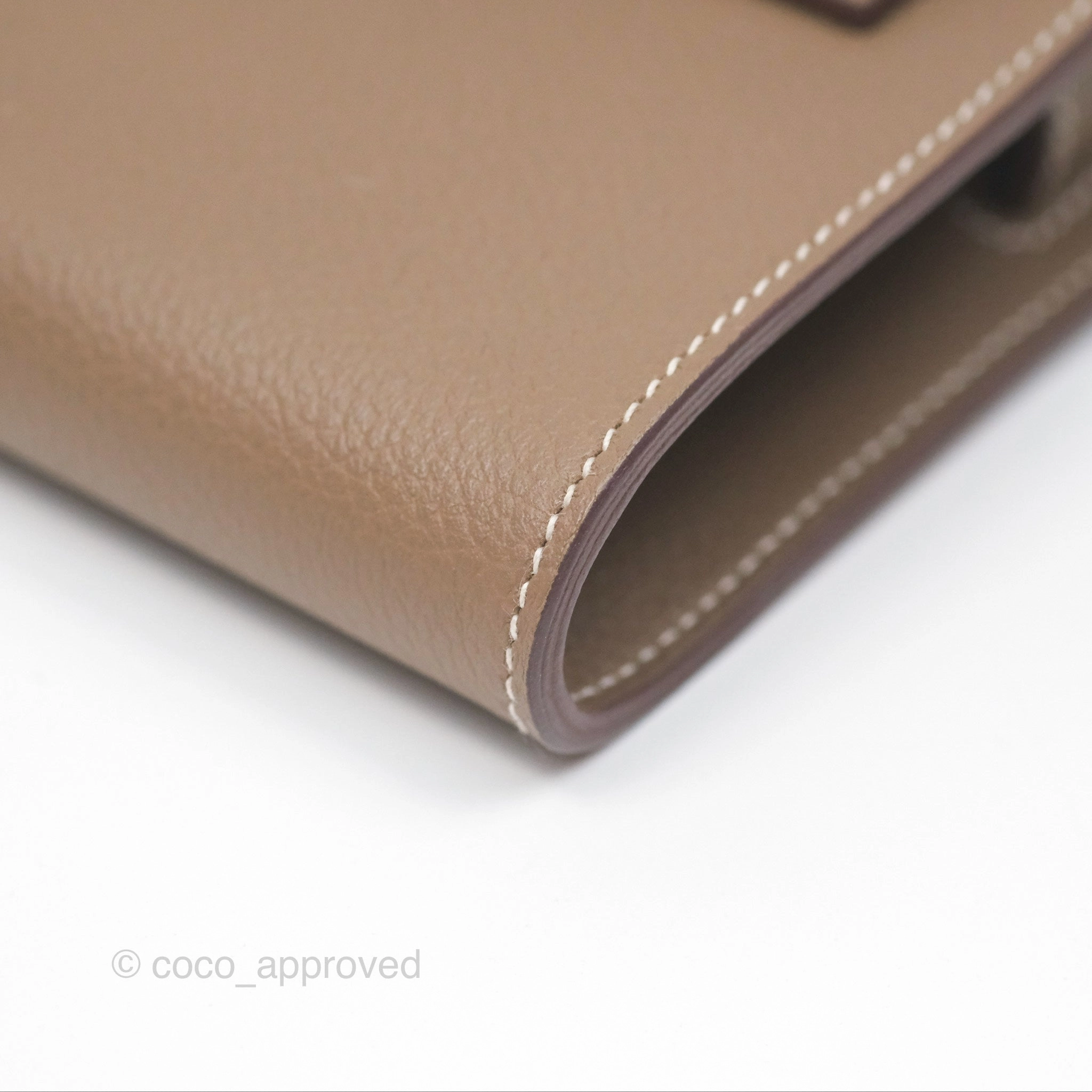 Herms Kelly To Go Wallet Etoupe Evercolor Gold Hardware