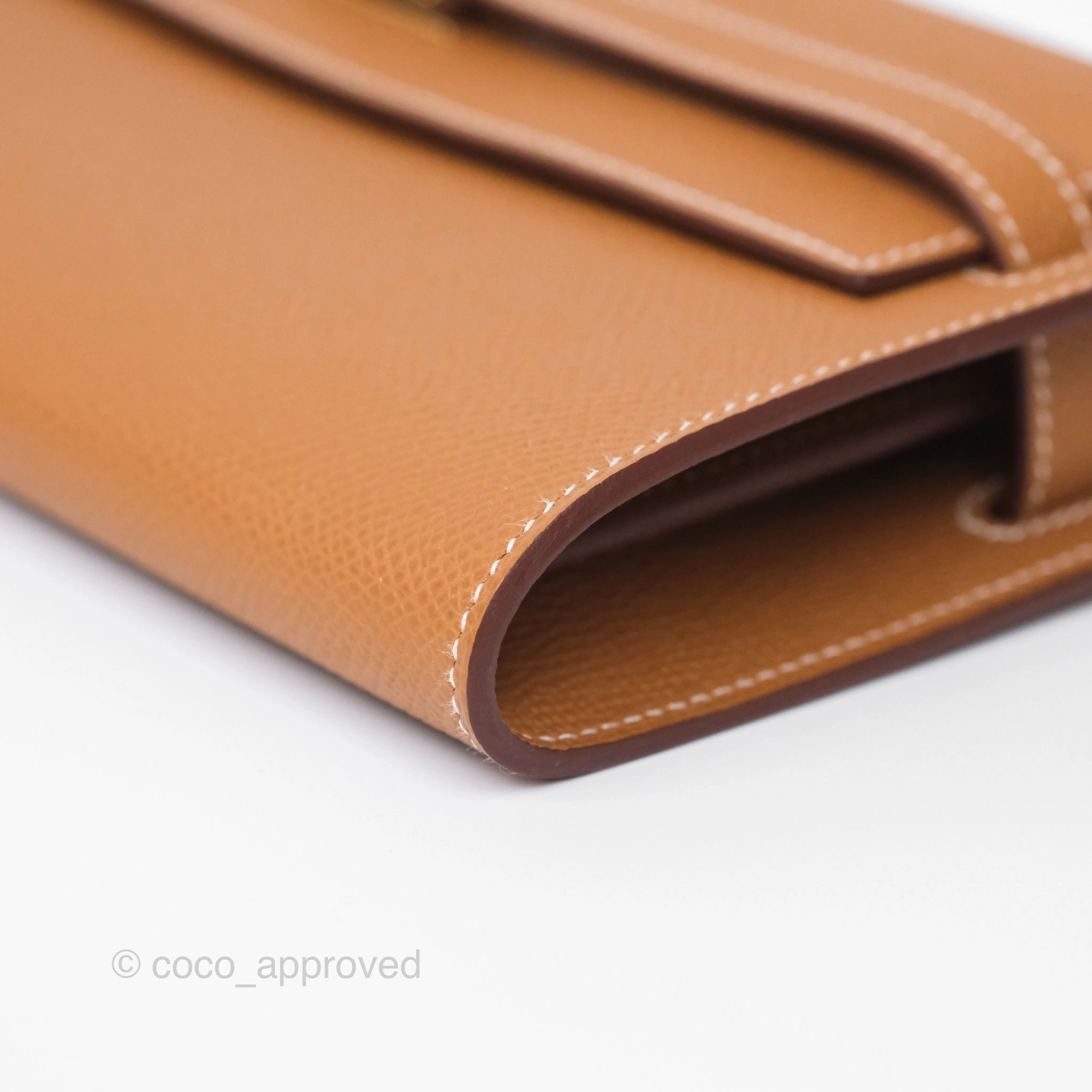 Herms Kelly To Go Wallet Gold 37 Epsom Gold Hardware
