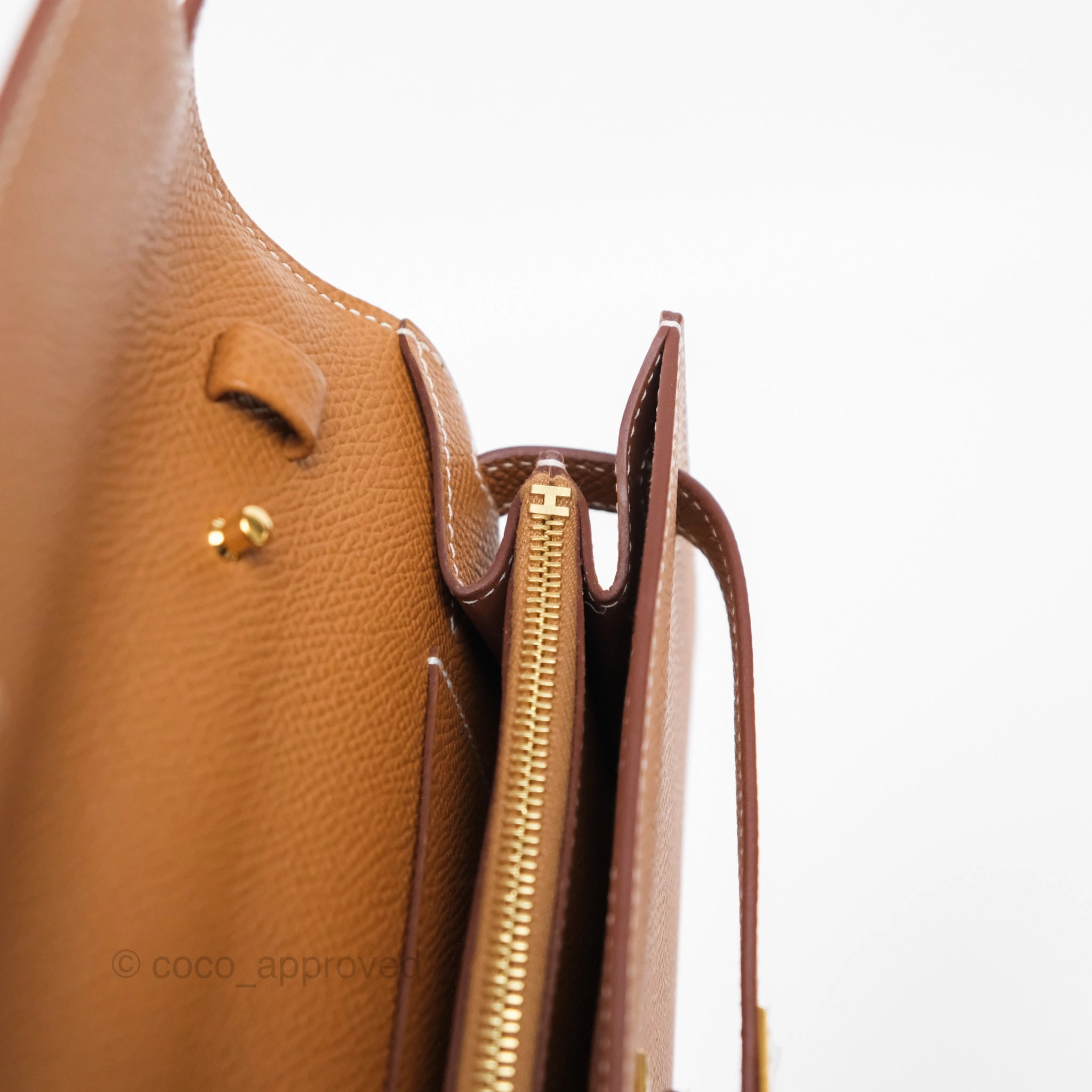 Herms Kelly To Go Wallet Gold 37 Epsom Gold Hardware