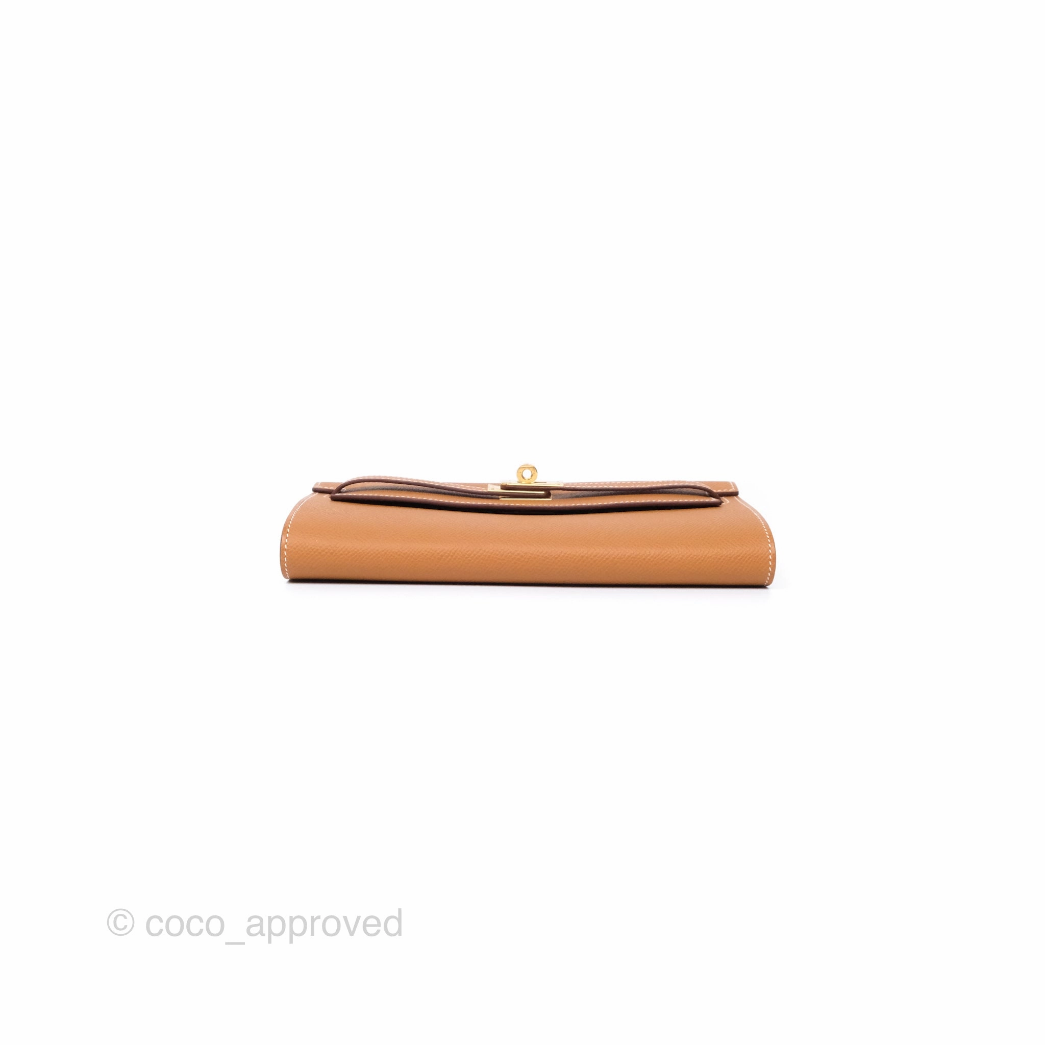 Herms Kelly To Go Wallet Gold 37 Epsom Gold Hardware