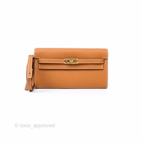 Herms Kelly To Go Wallet Gold 37 Epsom Gold Hardware