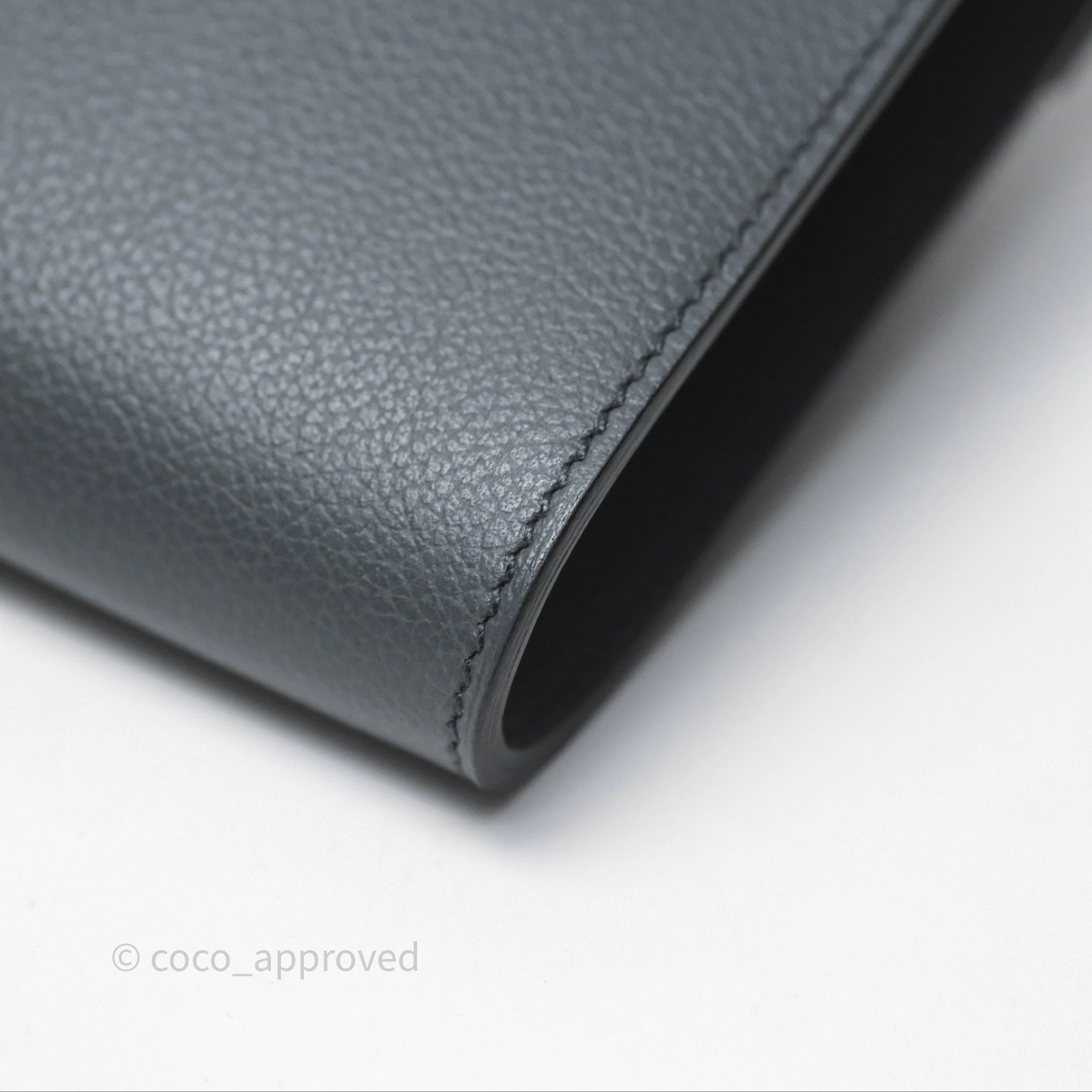 Herms Kelly To Go Wallet Gris Misty H0 Evercolor Palladium Hardware