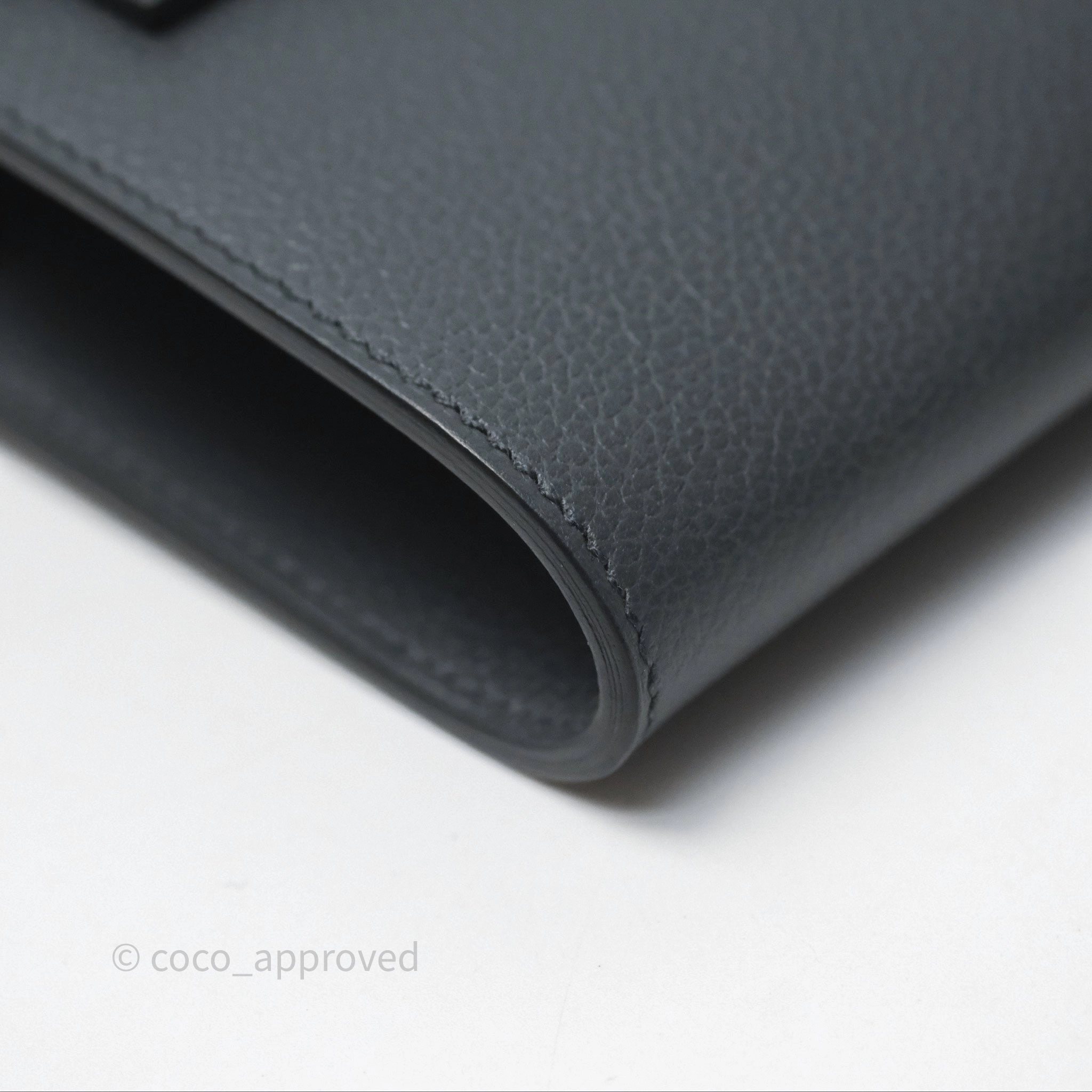 Herms Kelly To Go Wallet Gris Misty H0 Evercolor Palladium Hardware