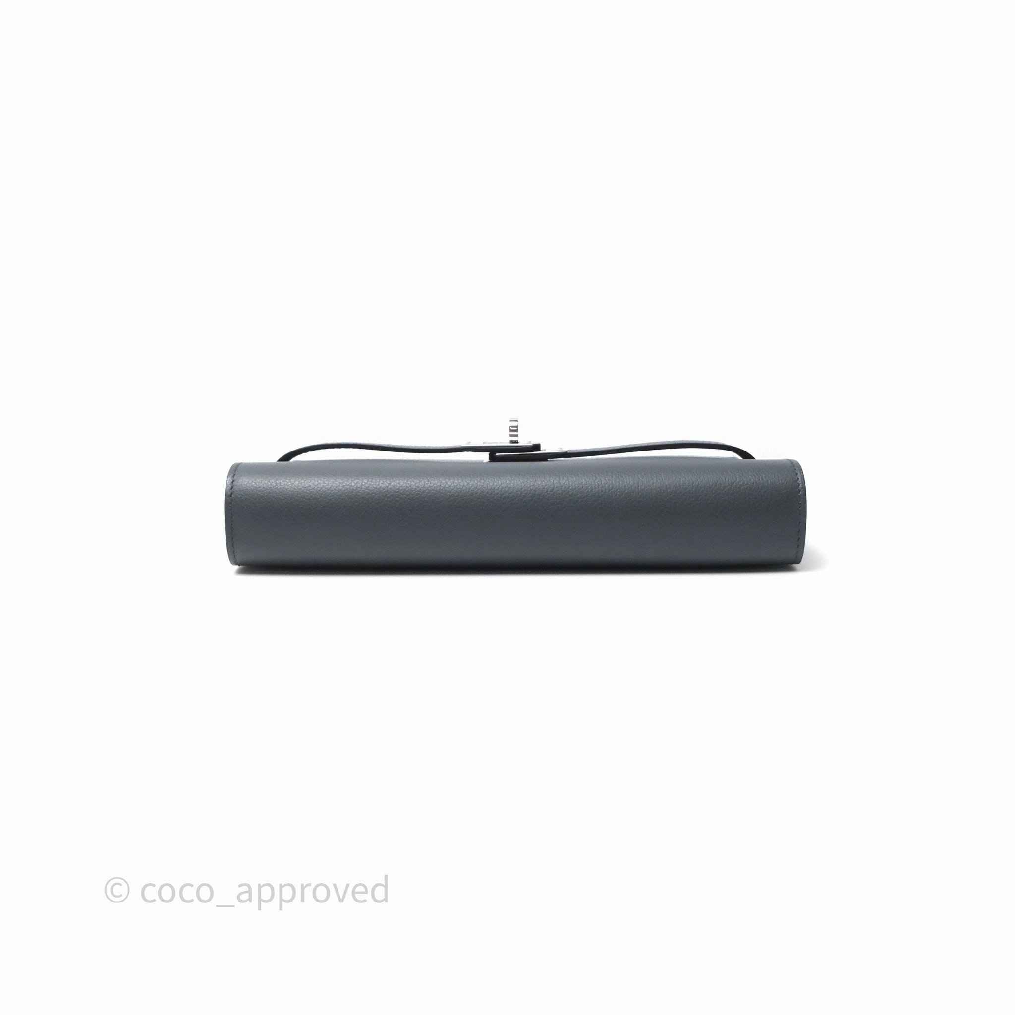 Herms Kelly To Go Wallet Gris Misty H0 Evercolor Palladium Hardware