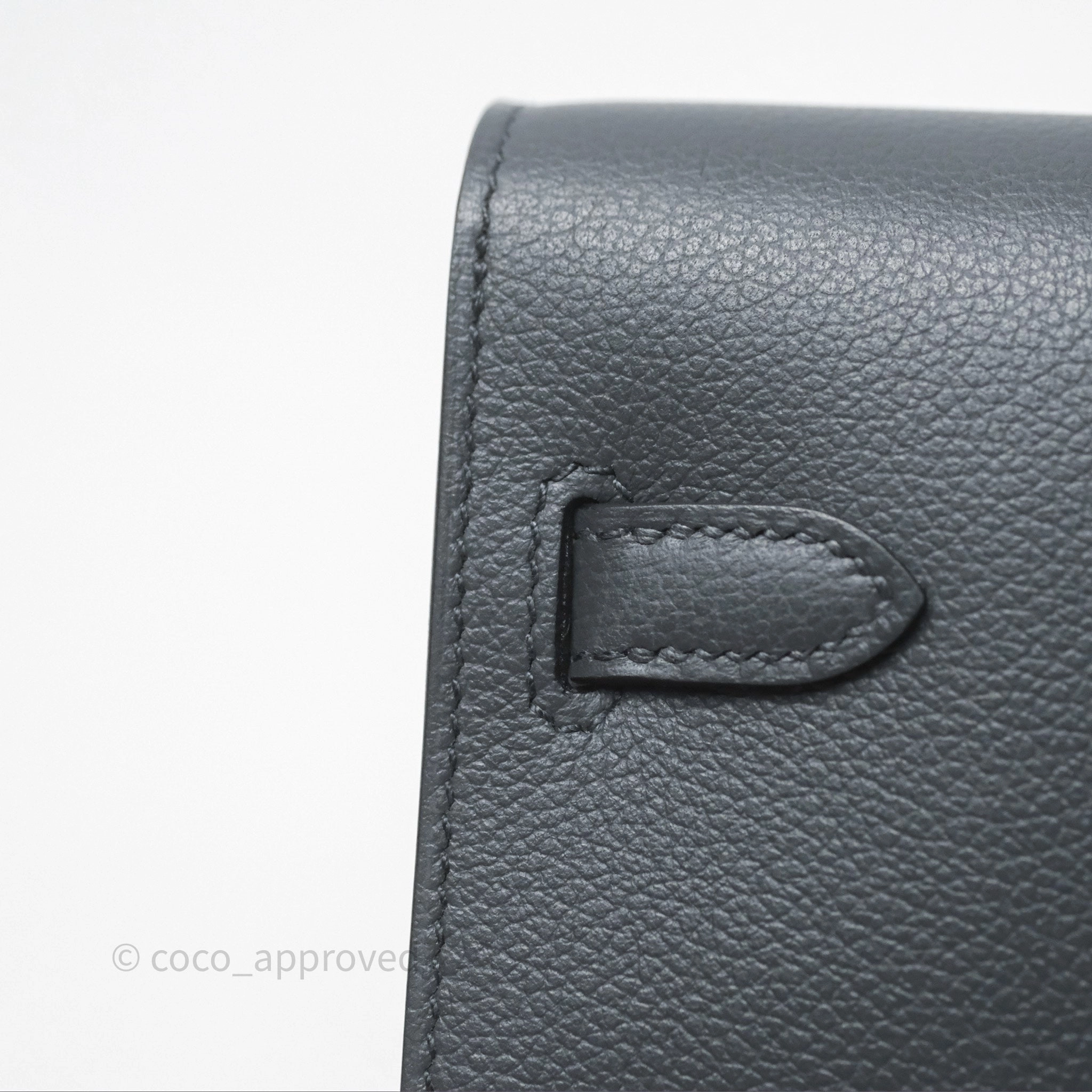 Herms Kelly To Go Wallet Gris Misty H0 Evercolor Palladium Hardware