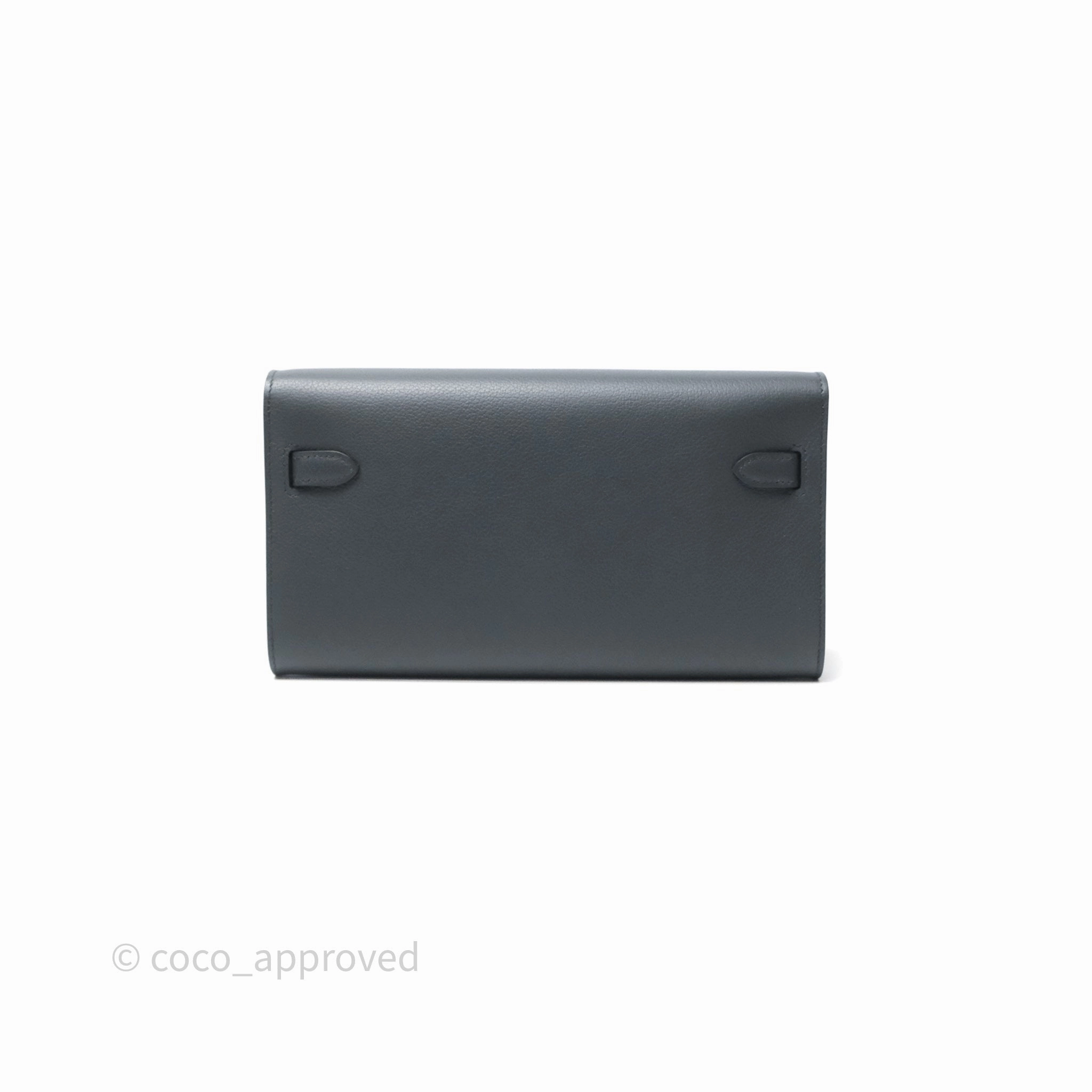 Herms Kelly To Go Wallet Gris Misty H0 Evercolor Palladium Hardware