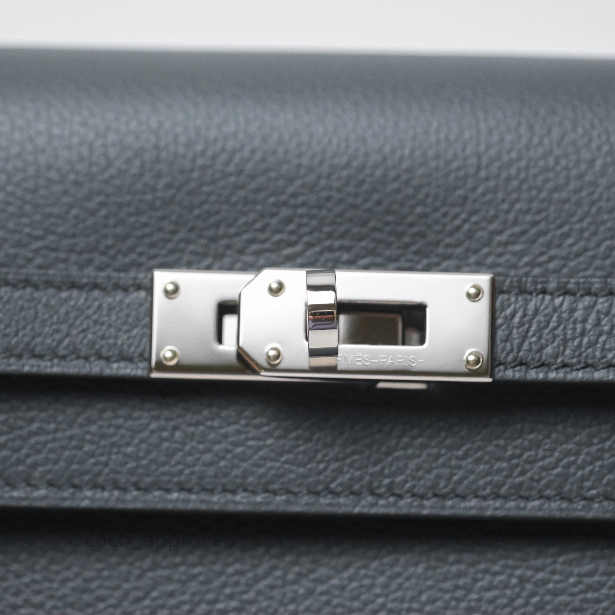 Herms Kelly To Go Wallet Gris Misty H0 Evercolor Palladium Hardware
