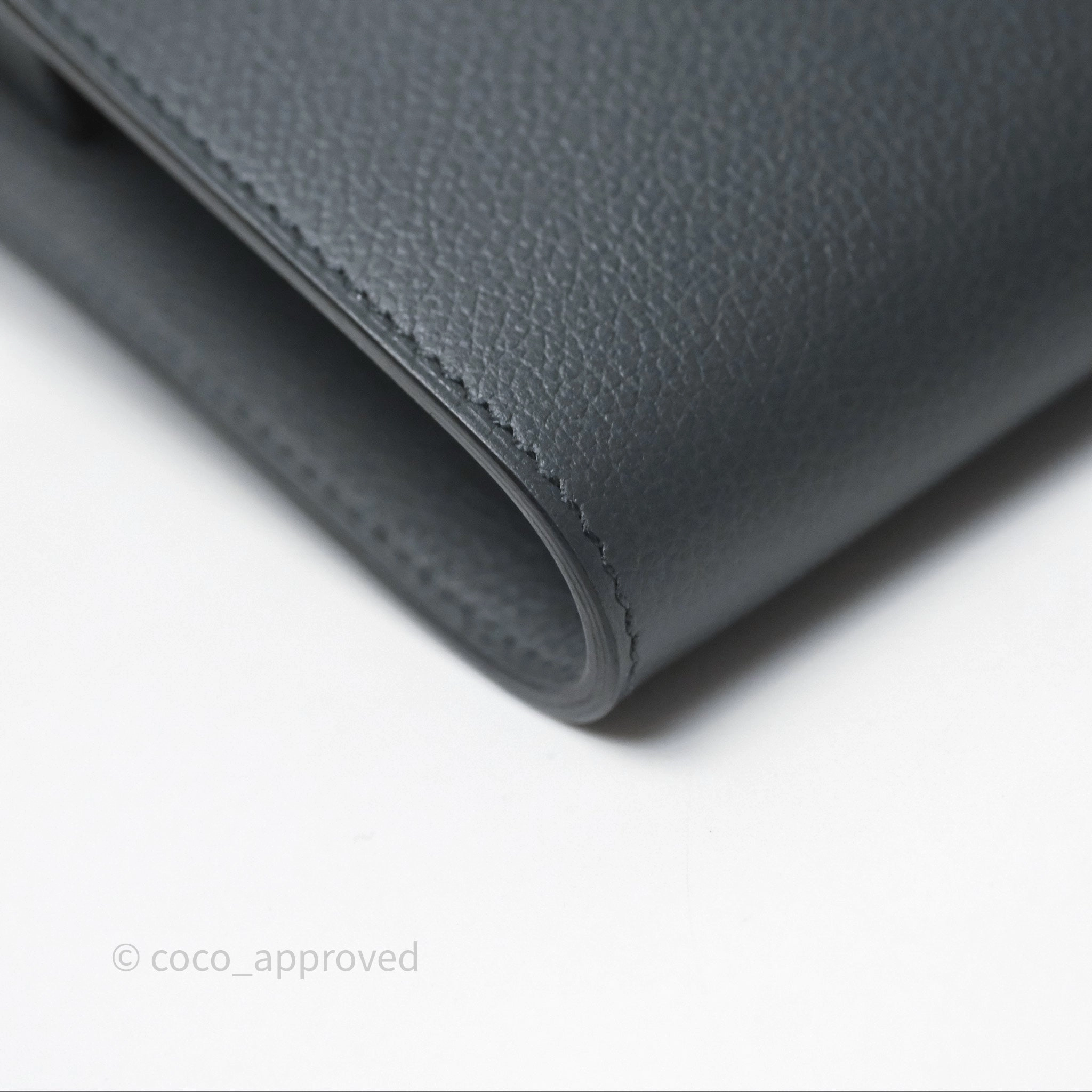 Herms Kelly To Go Wallet Gris Misty H0 Evercolor Palladium Hardware