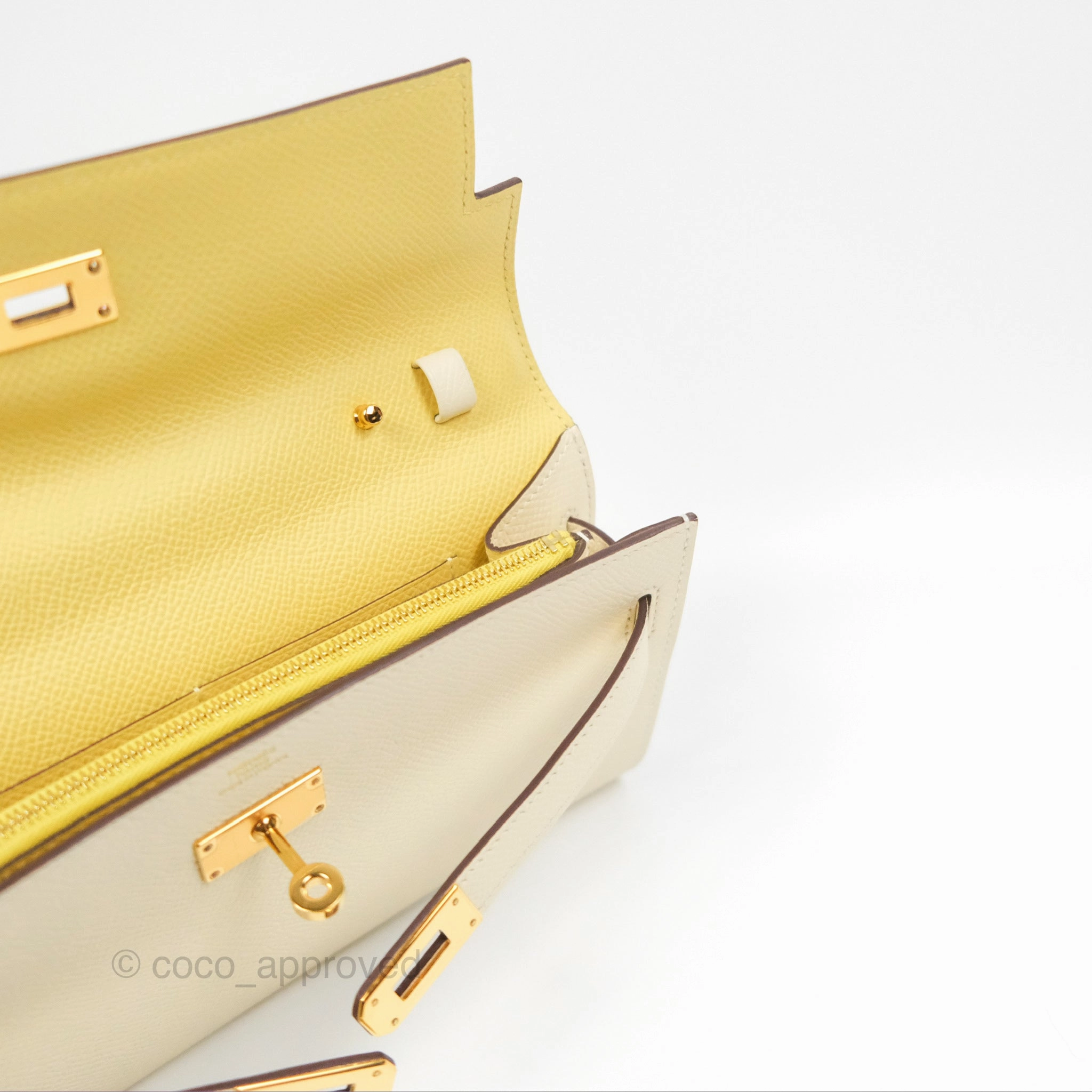 Herms Kelly To Go Wallet Nata / Jaune Poussin Epsom Gold Hardware