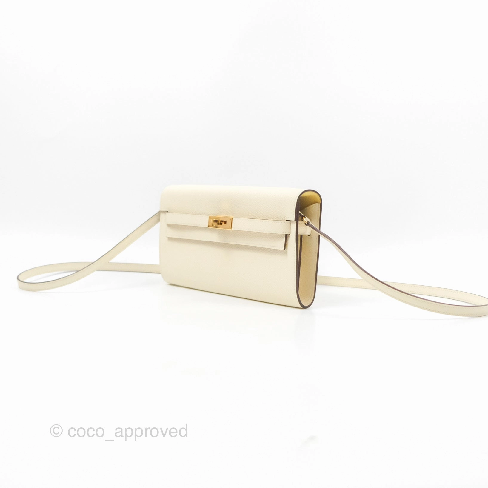 Herms Kelly To Go Wallet Nata / Jaune Poussin Epsom Gold Hardware