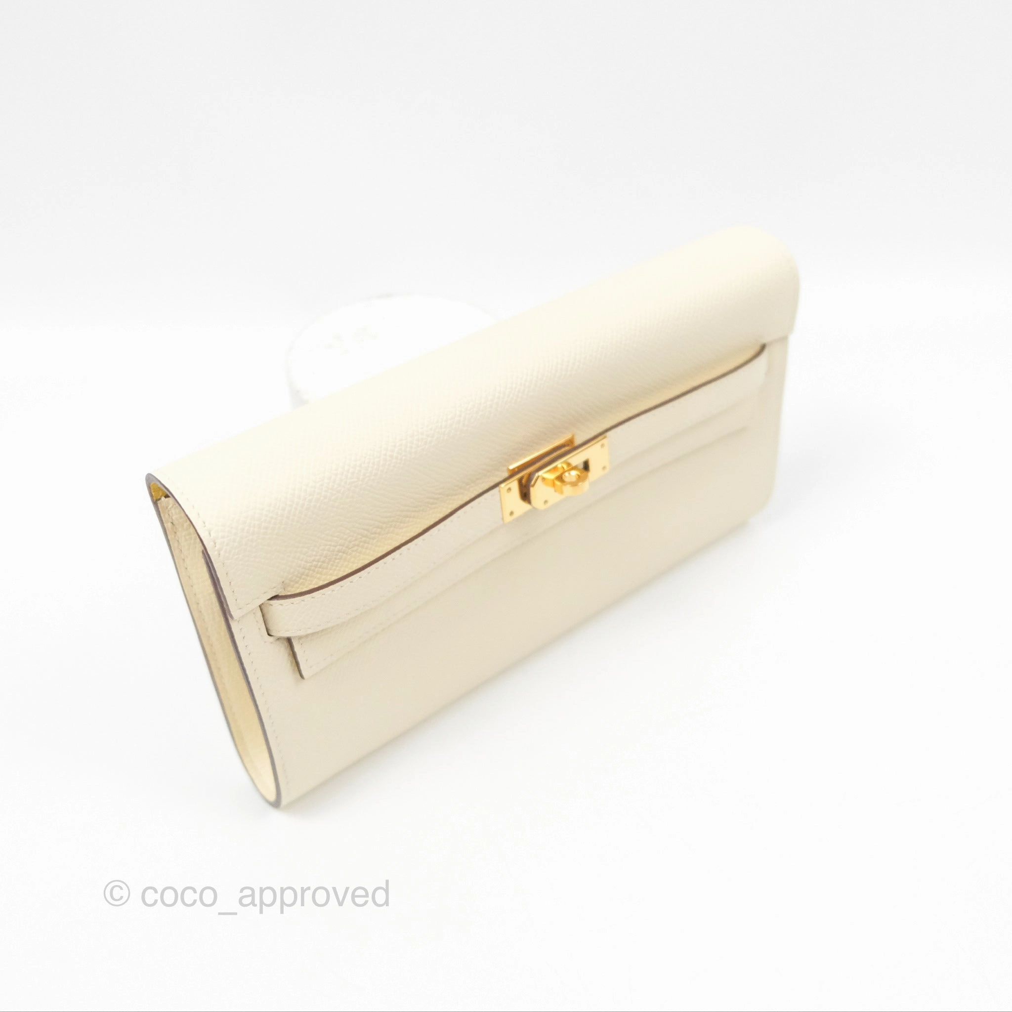 Herms Kelly To Go Wallet Nata / Jaune Poussin Epsom Gold Hardware