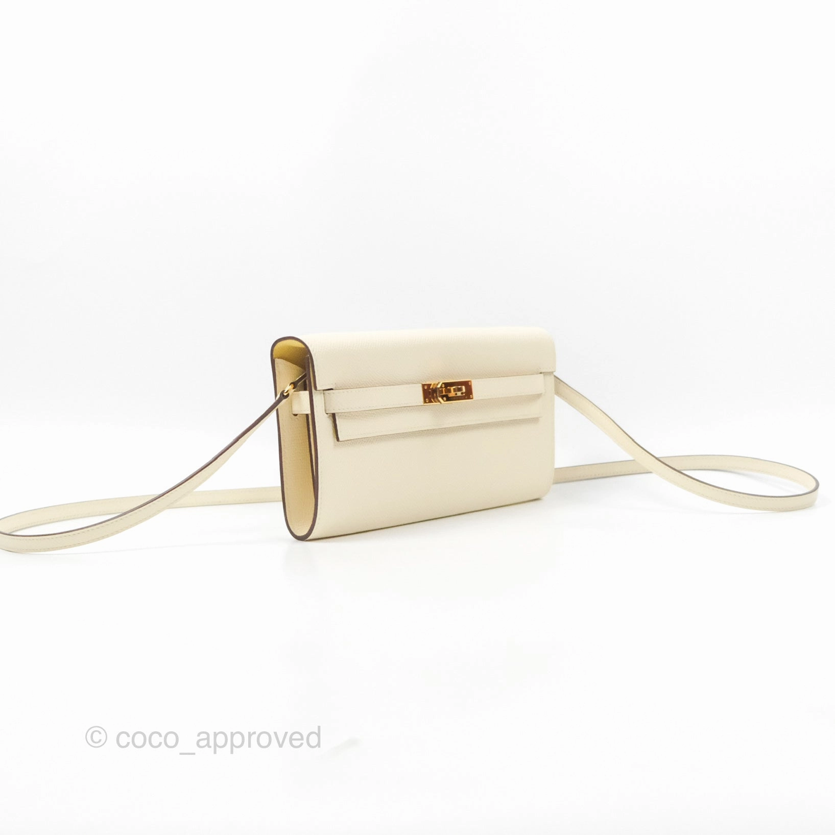 Herms Kelly To Go Wallet Nata / Jaune Poussin Epsom Gold Hardware
