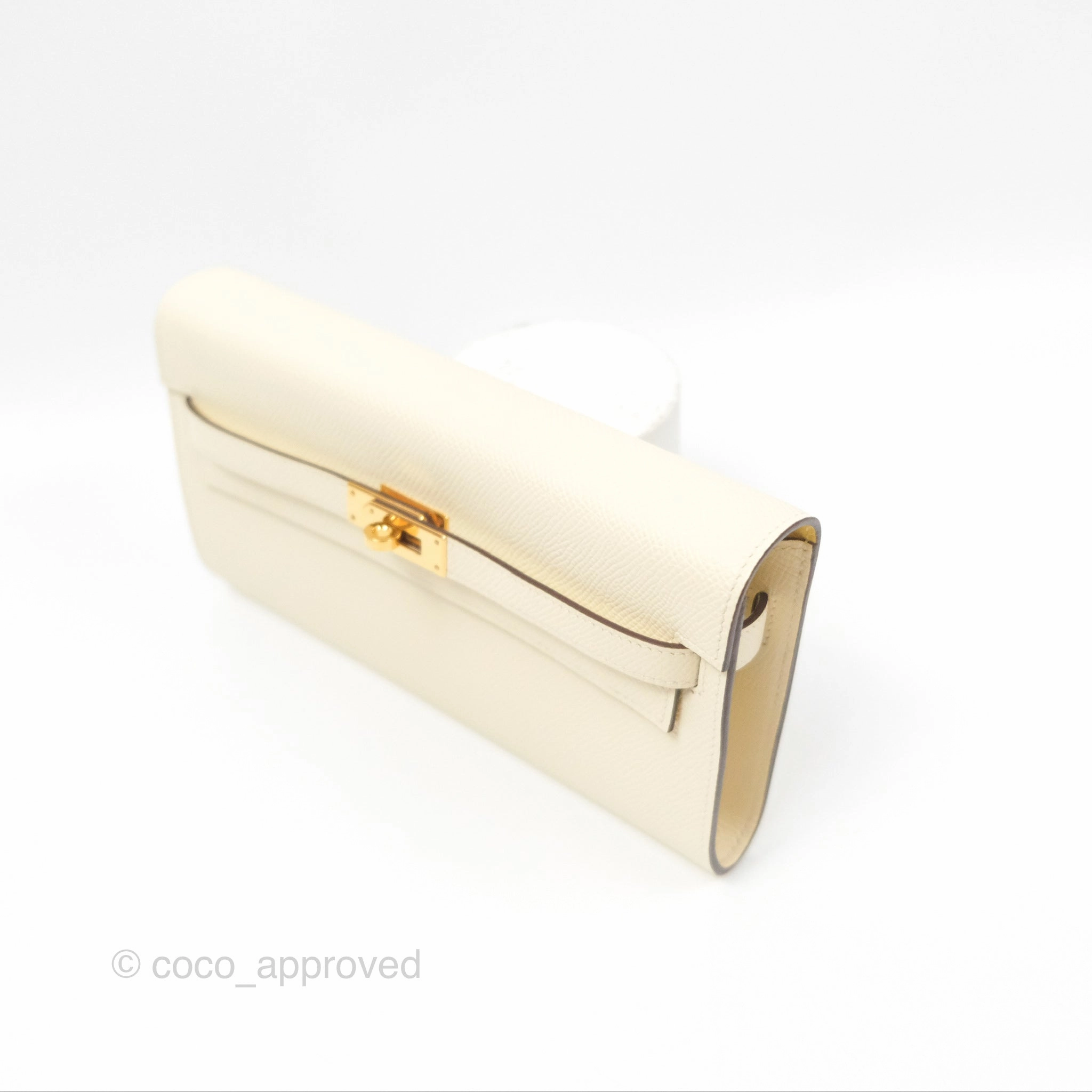 Herms Kelly To Go Wallet Nata / Jaune Poussin Epsom Gold Hardware