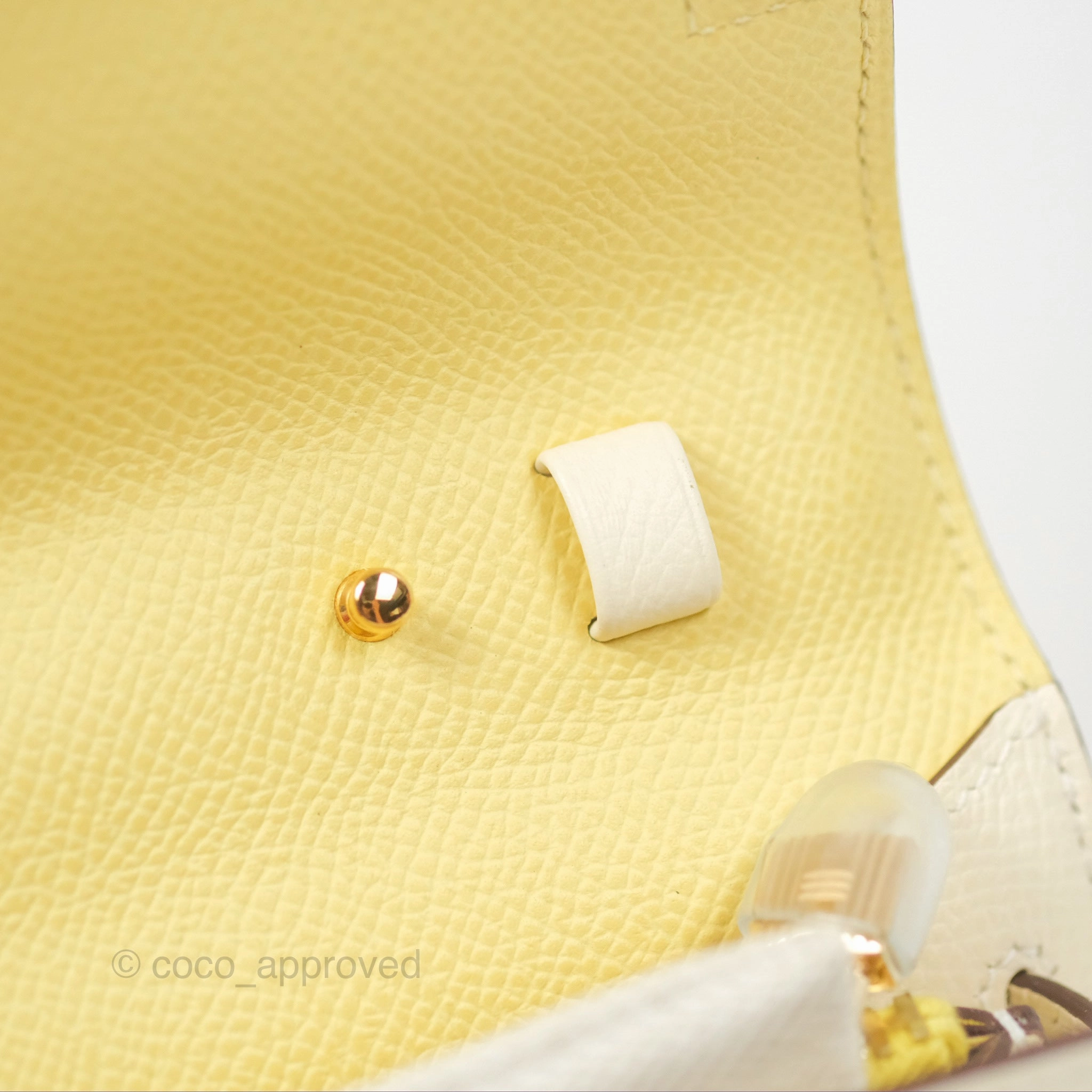 Herms Kelly To Go Wallet Nata / Jaune Poussin Epsom Gold Hardware