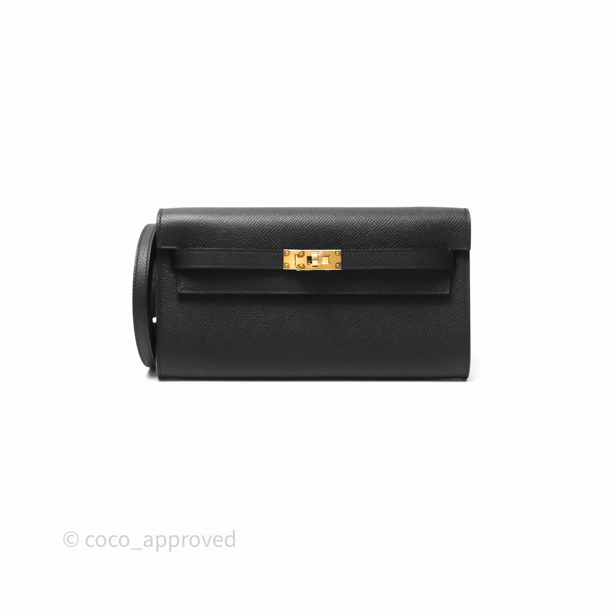 Herms Kelly To Go Wallet Noir 89 Black Epsom Gold Hardware