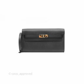Herms Kelly To Go Wallet Noir 89 Black Epsom Gold Hardware