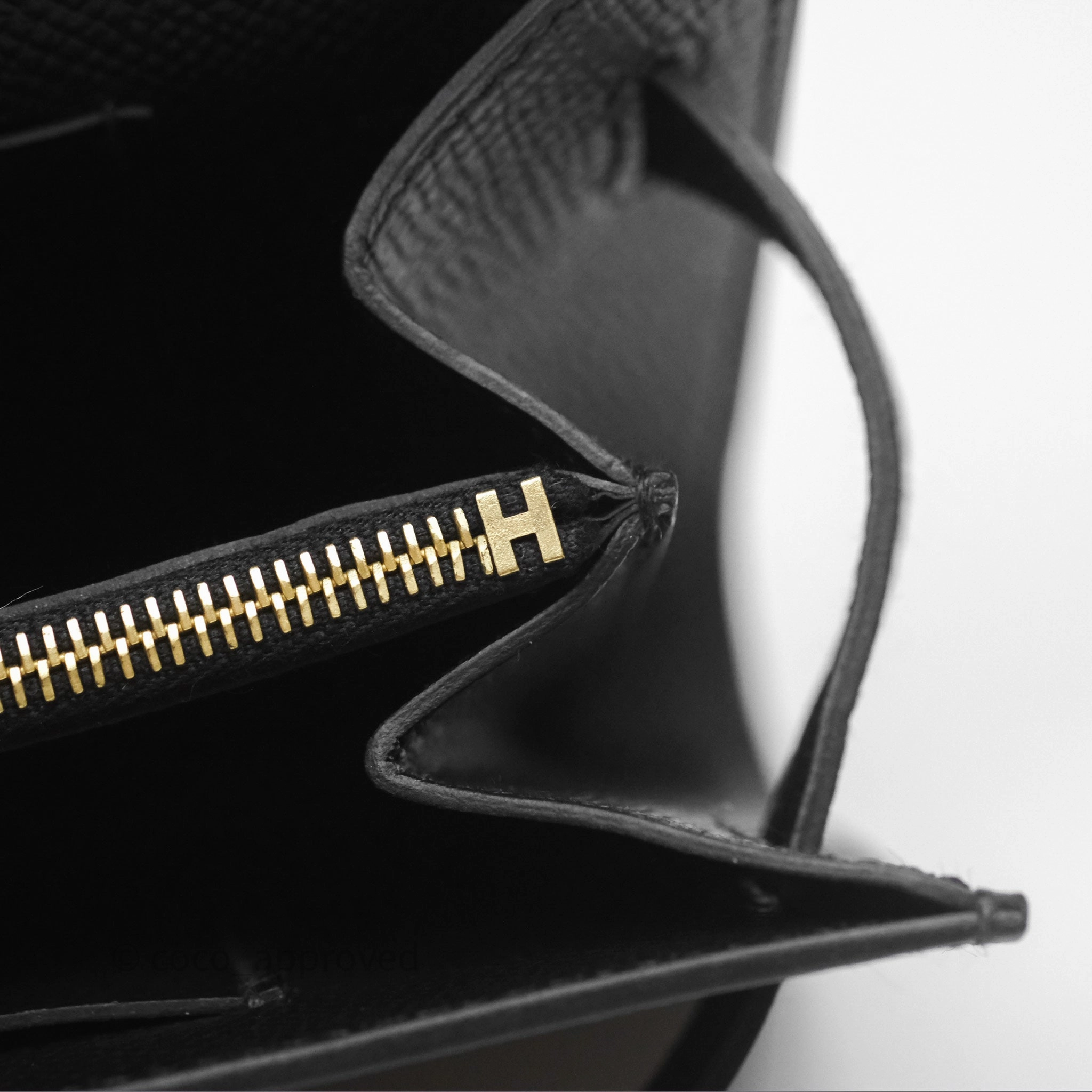 Herms Kelly To Go Wallet Noir 89 Black Epsom Gold Hardware