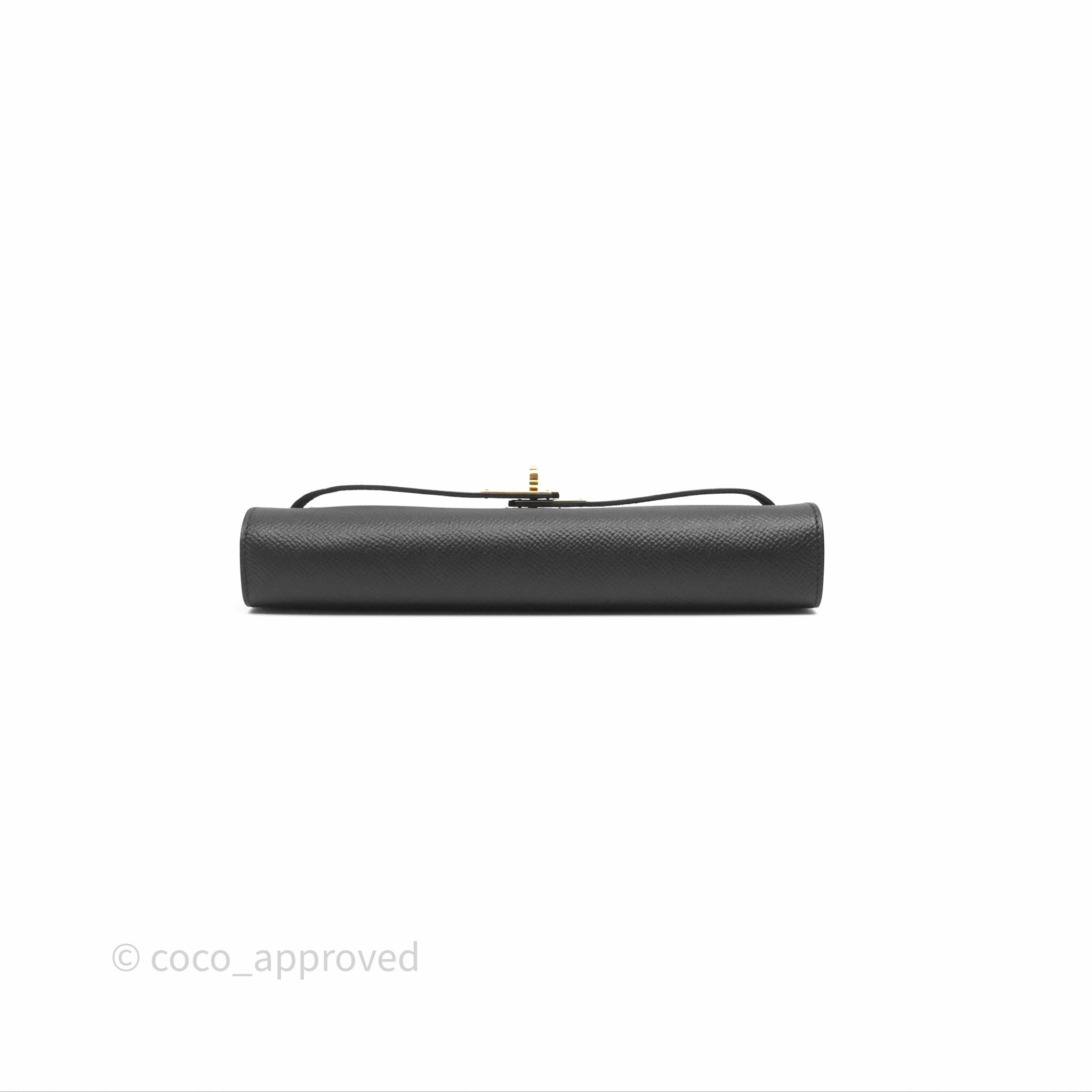 Herms Kelly To Go Wallet Noir 89 Black Epsom Gold Hardware