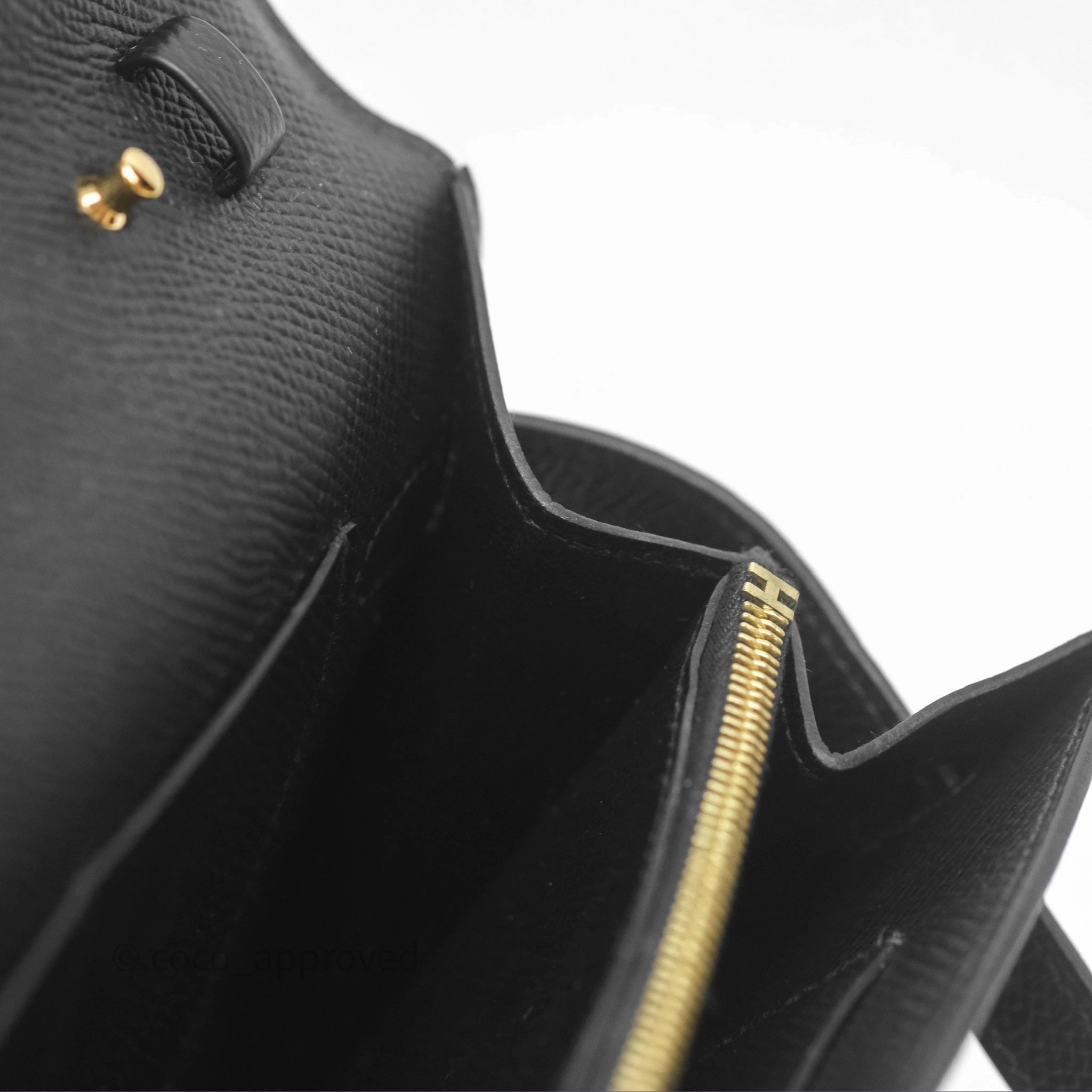 Herms Kelly To Go Wallet Noir 89 Black Epsom Gold Hardware