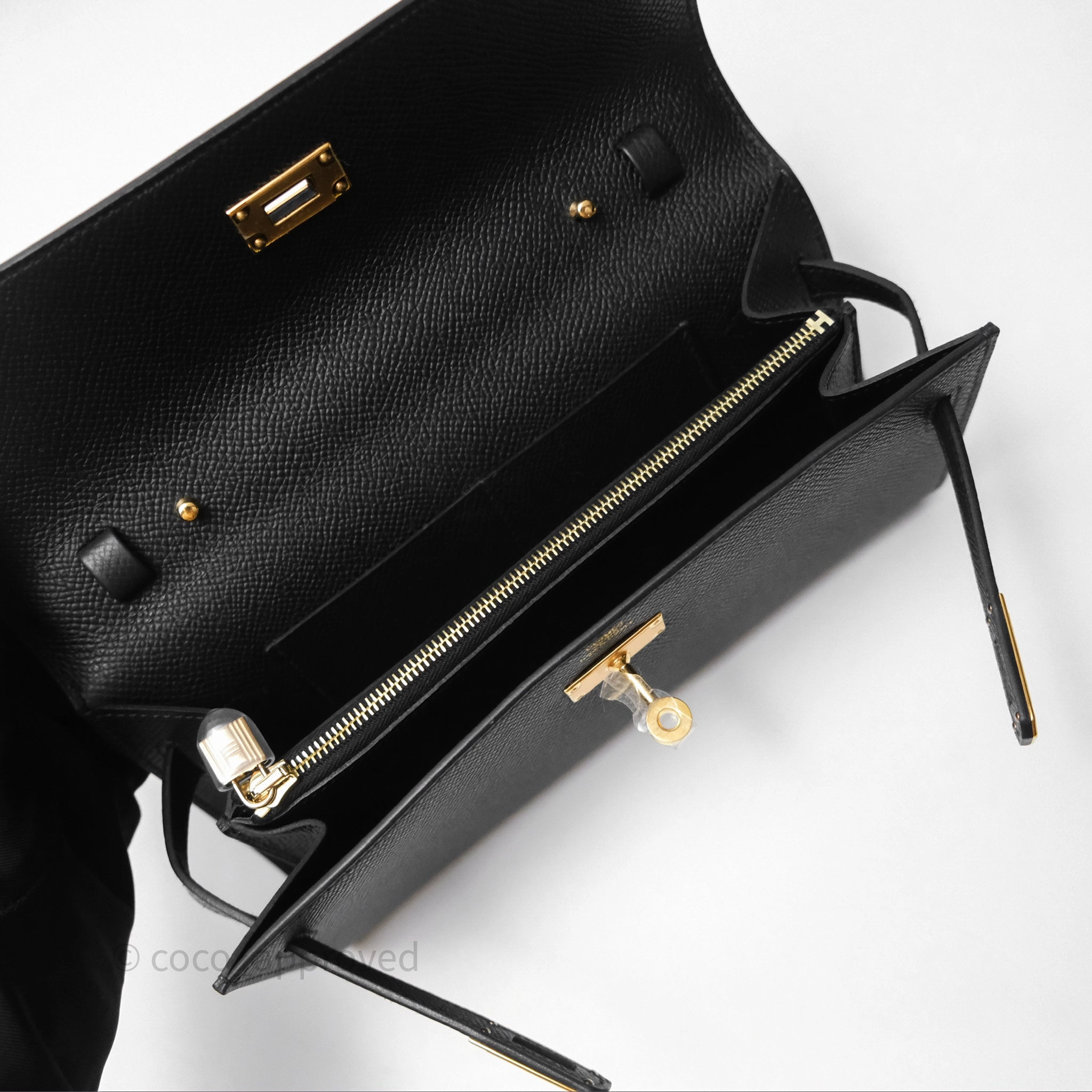 Herms Kelly To Go Wallet Noir 89 Black Epsom Gold Hardware