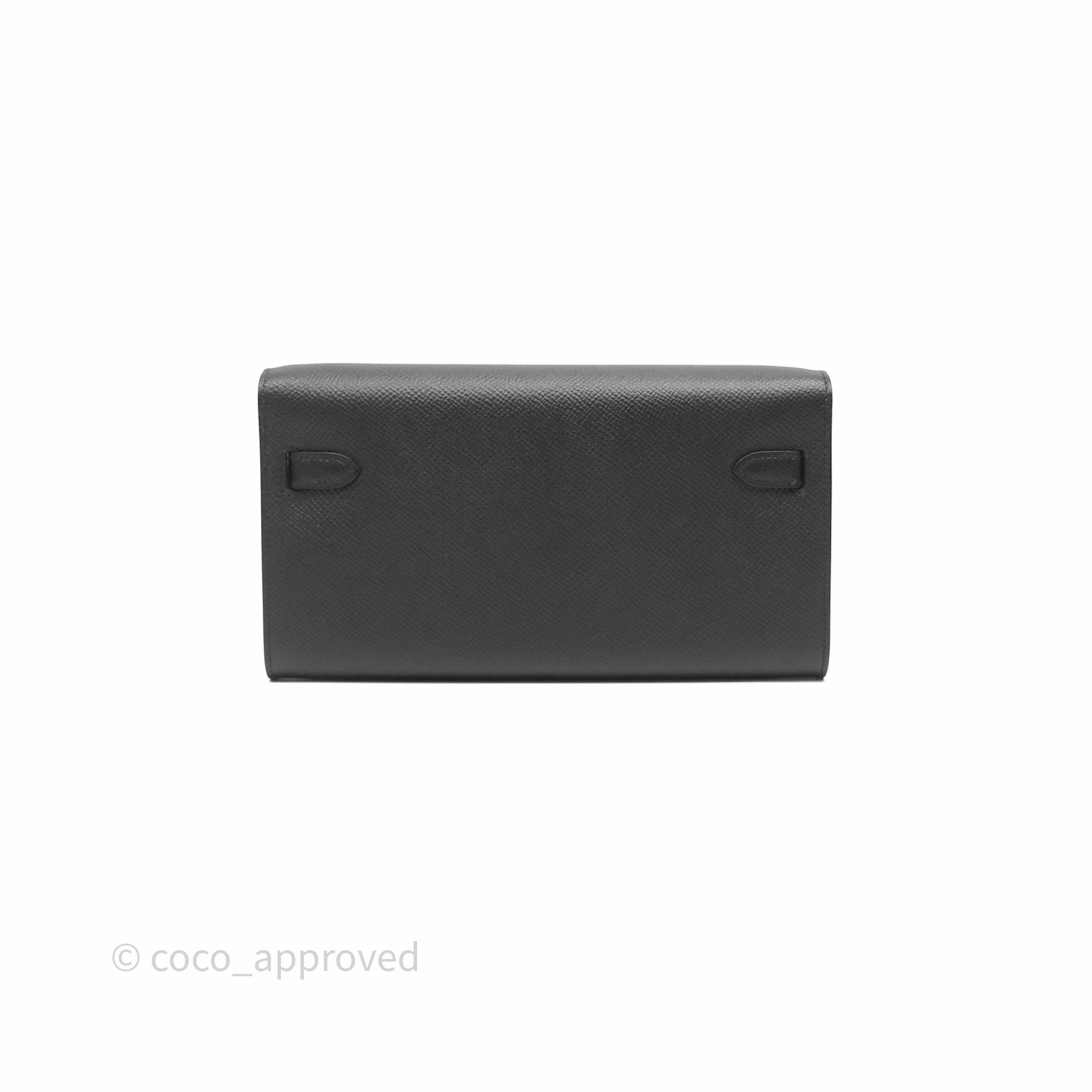 Herms Kelly To Go Wallet Noir 89 Black Epsom Gold Hardware
