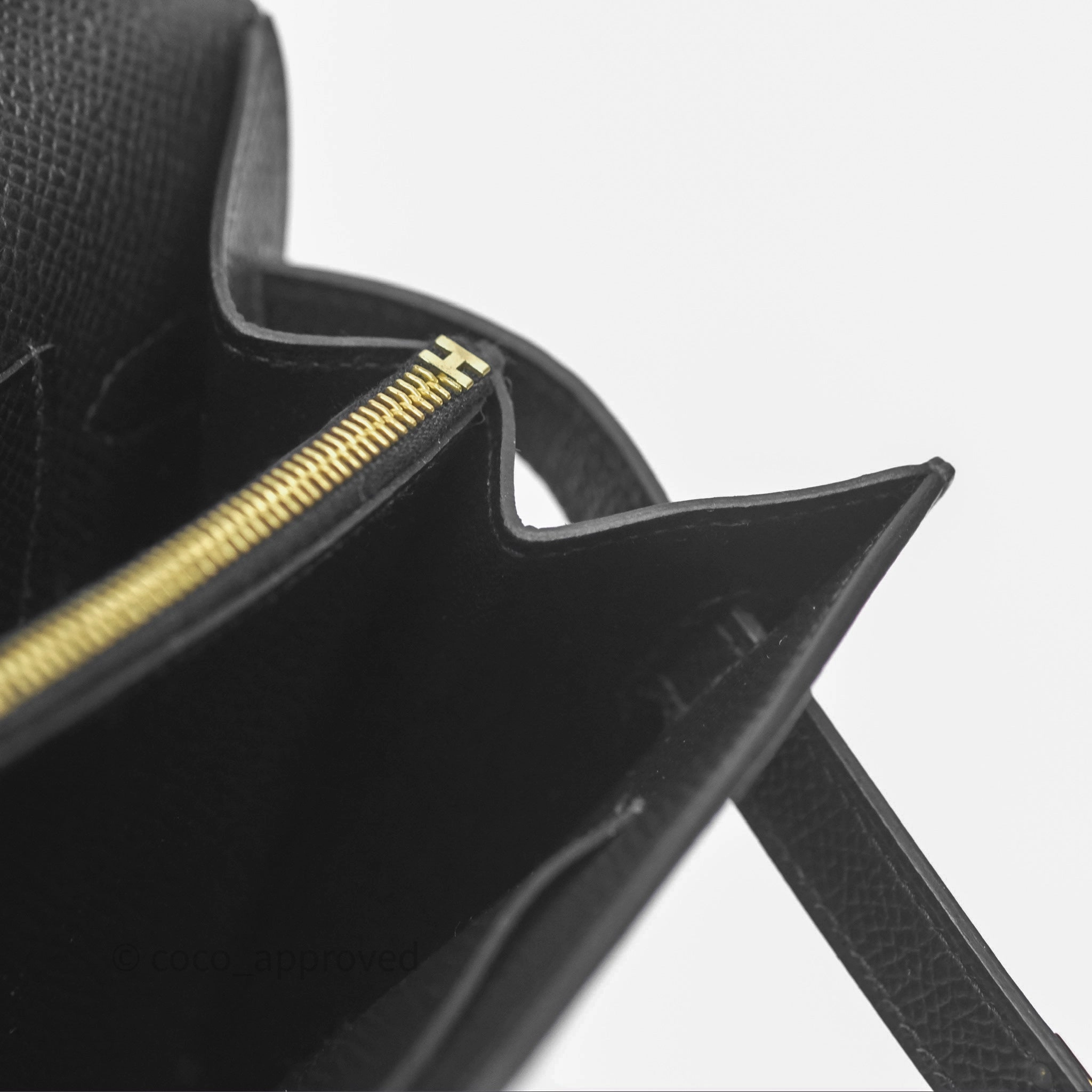 Herms Kelly To Go Wallet Noir 89 Black Epsom Gold Hardware