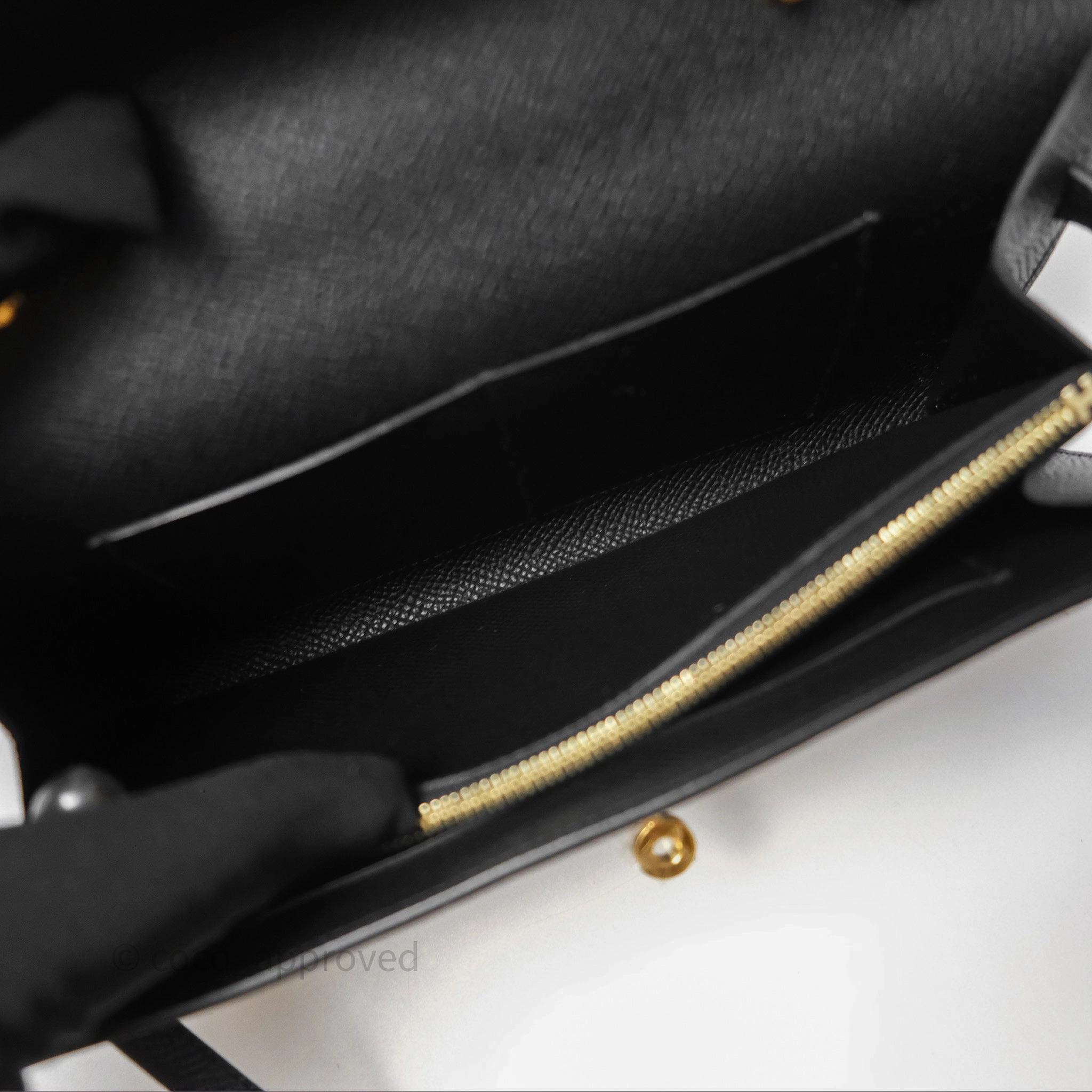 Herms Kelly To Go Wallet Noir 89 Black Epsom Gold Hardware