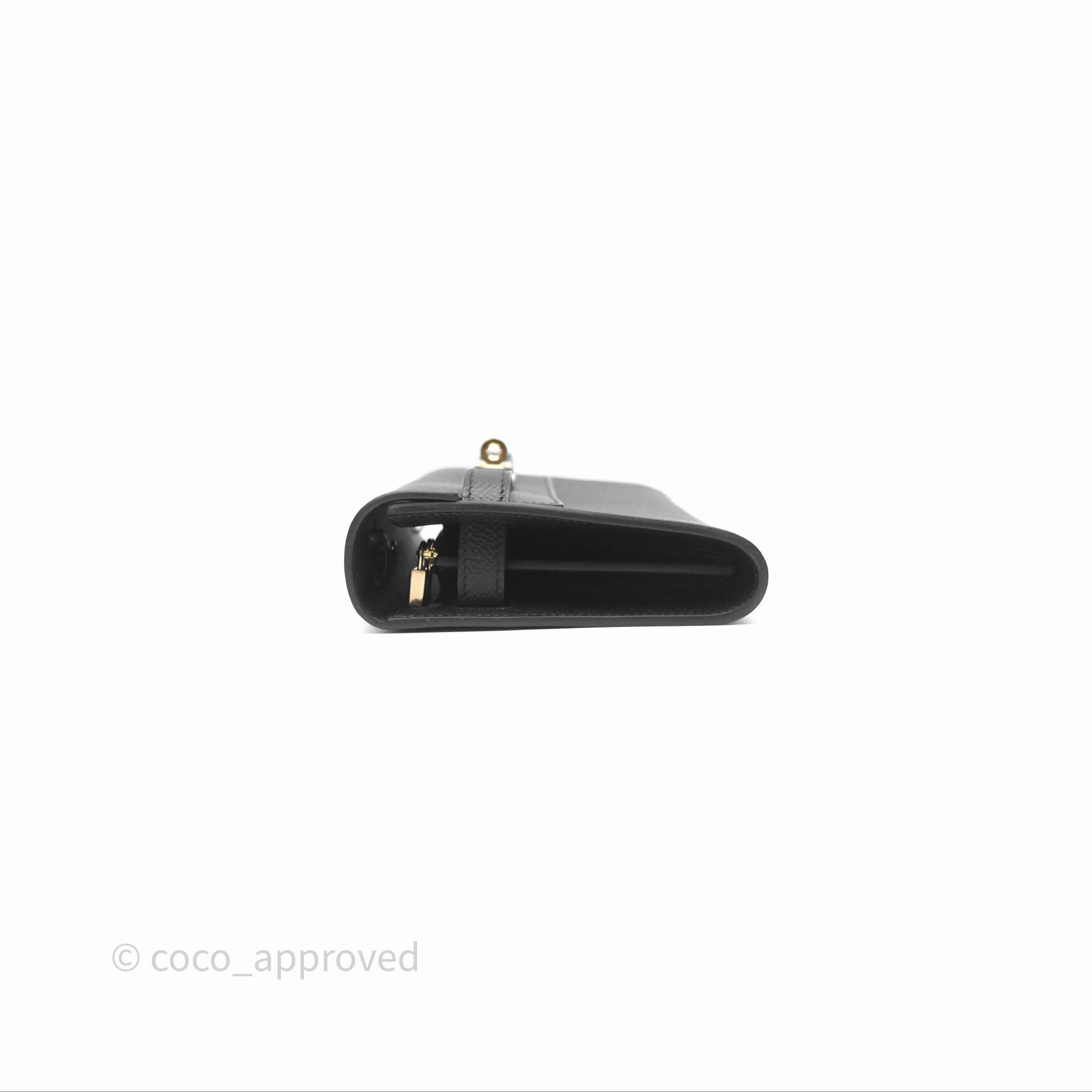 Herms Kelly To Go Wallet Noir 89 Black Epsom Gold Hardware