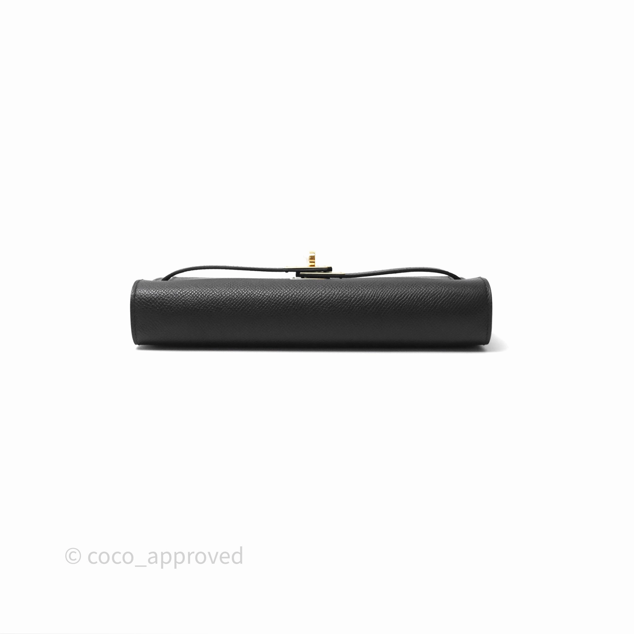 Herms Kelly To Go Wallet Noir 89 Black Epsom Gold Hardware