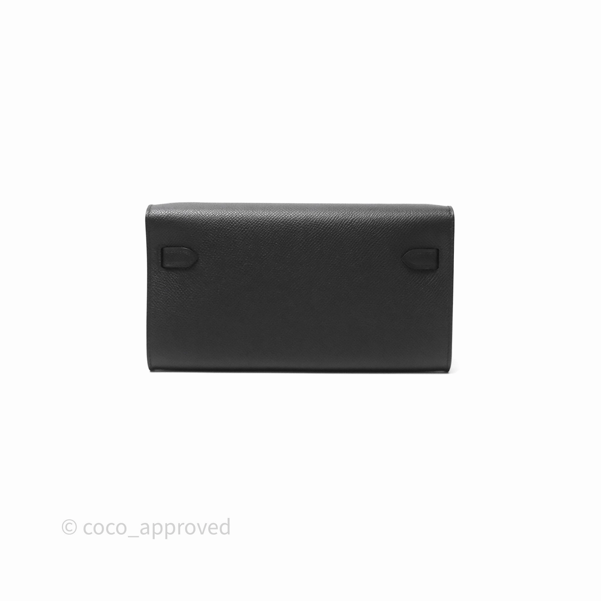 Herms Kelly To Go Wallet Noir 89 Black Epsom Gold Hardware