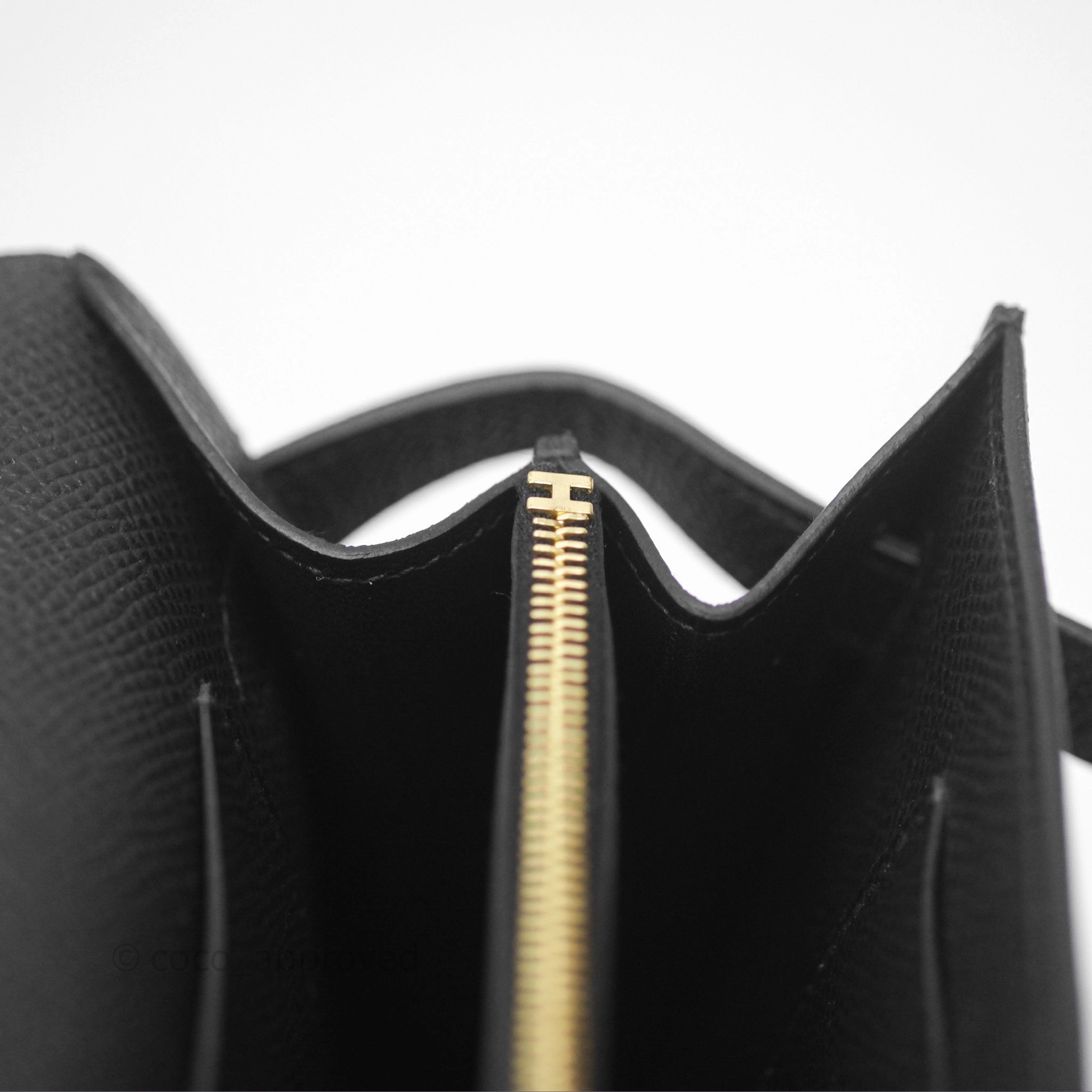 Herms Kelly To Go Wallet Noir 89 Epsom Gold Hardware