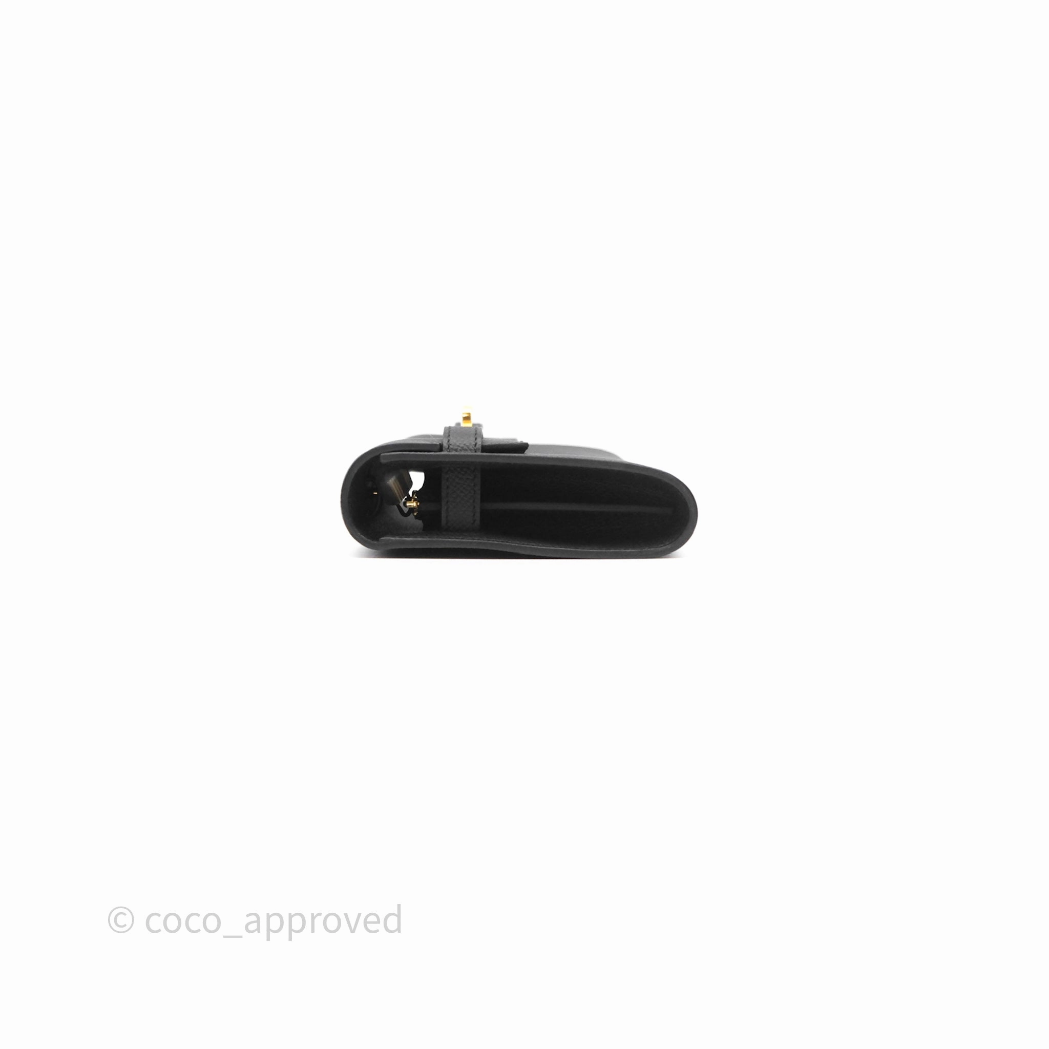 Herms Kelly To Go Wallet Noir 89 Epsom Gold Hardware