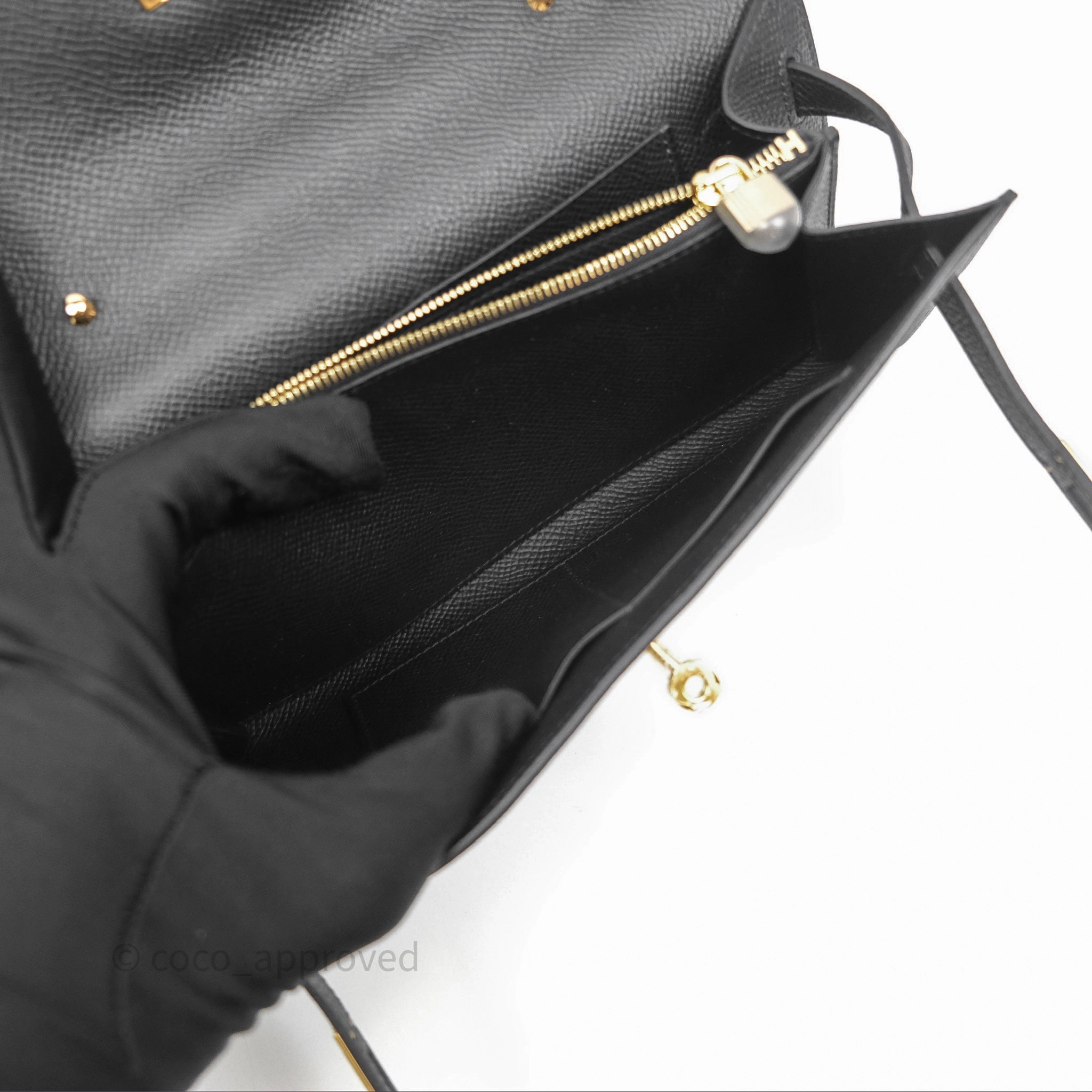 Herms Kelly To Go Wallet Noir 89 Epsom Gold Hardware