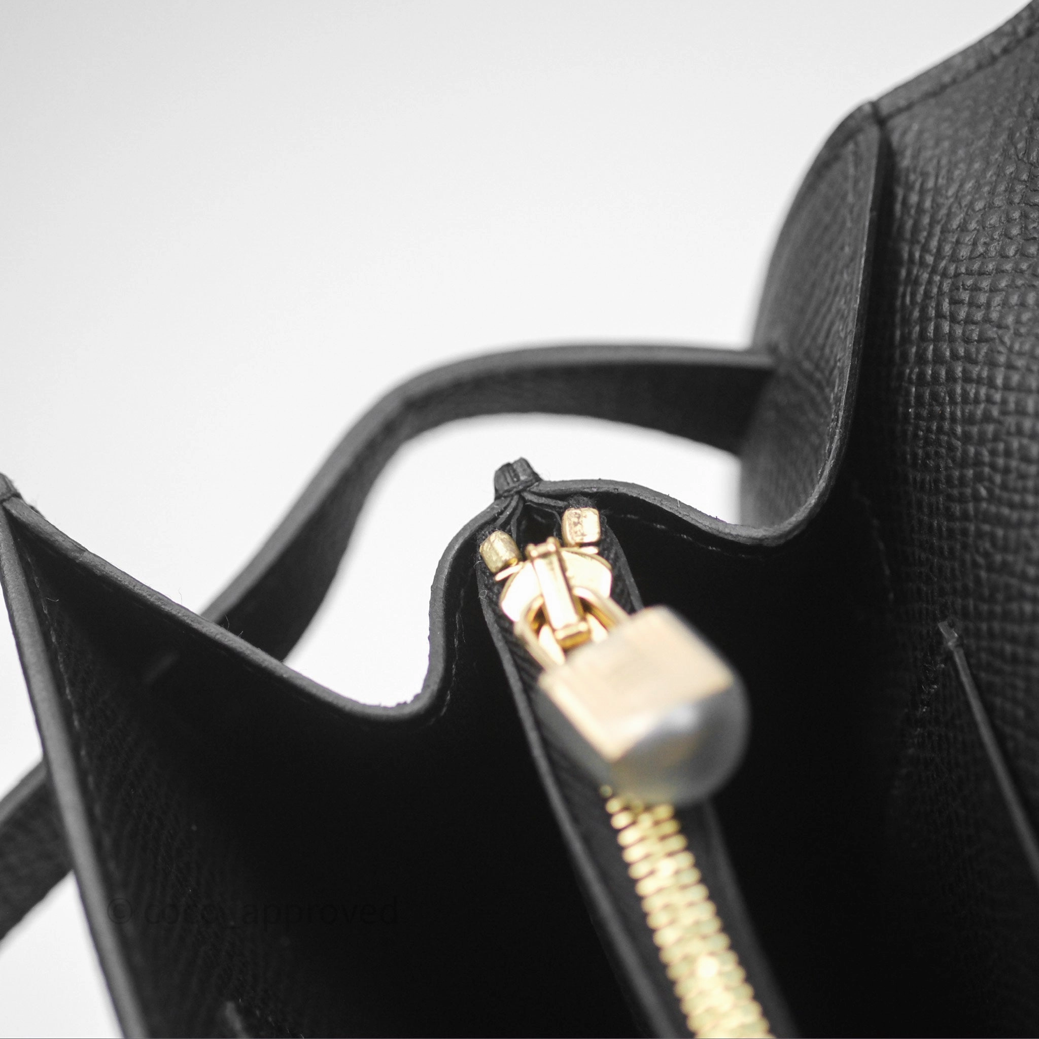 Herms Kelly To Go Wallet Noir 89 Epsom Gold Hardware
