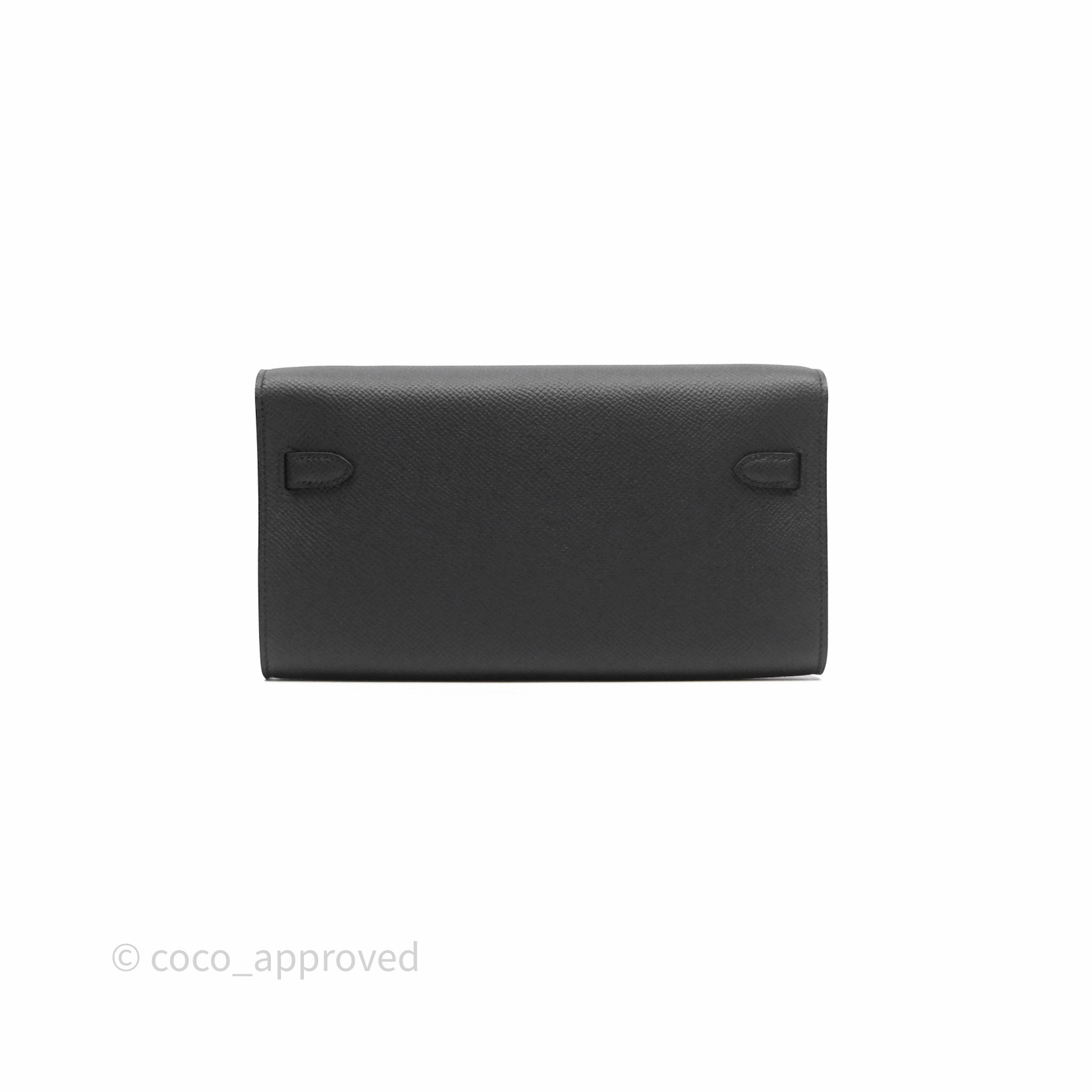 Herms Kelly To Go Wallet Noir 89 Epsom Gold Hardware
