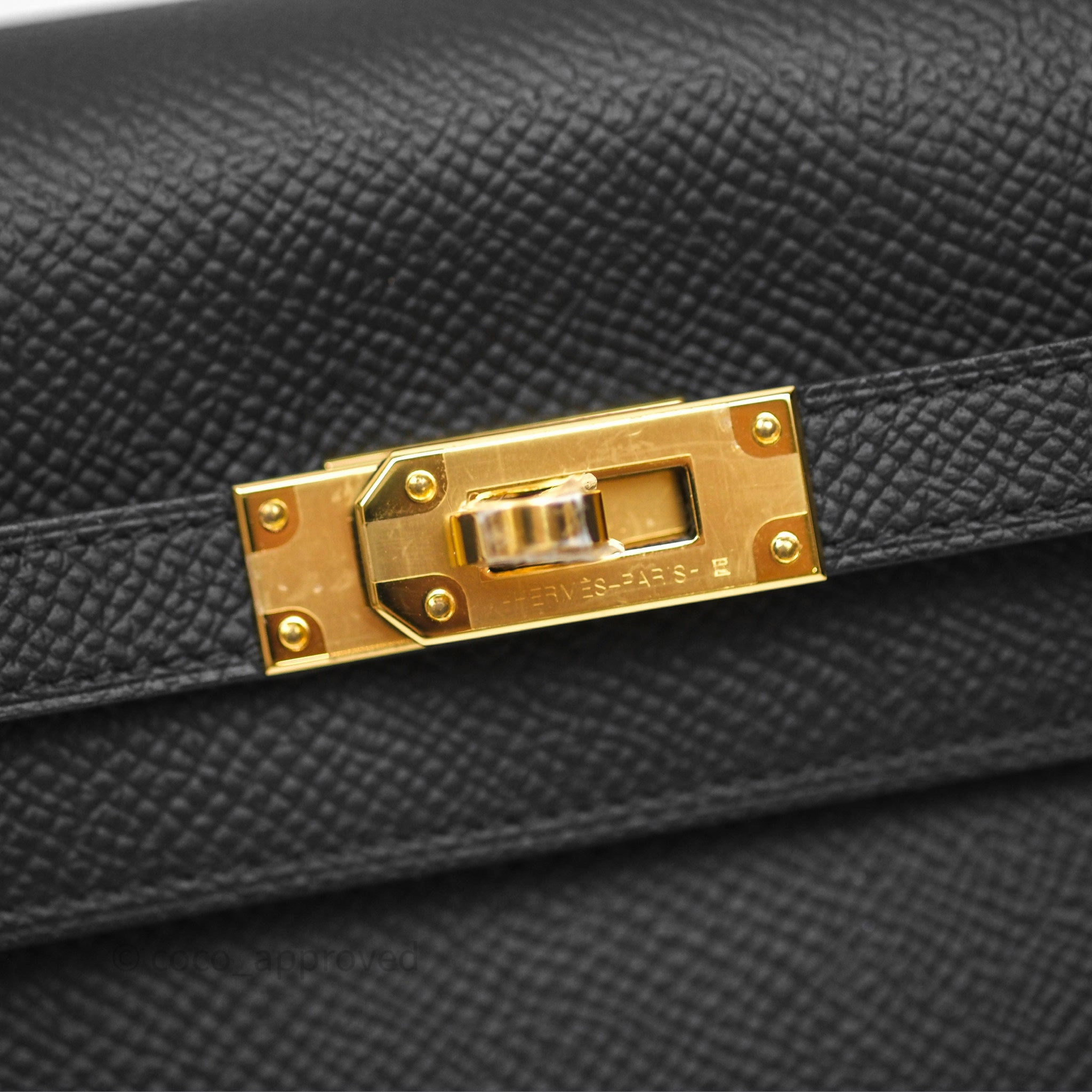 Herms Kelly To Go Wallet Noir 89 Epsom Gold Hardware